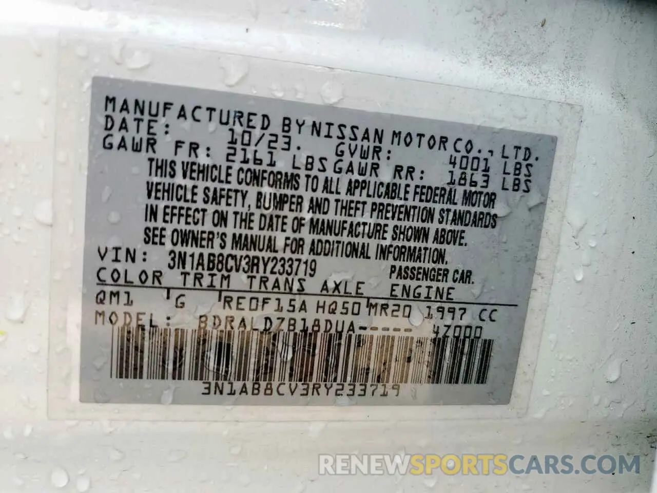 13 Photograph of a damaged car 3N1AB8CV3RY233719 NISSAN SENTRA 2024
