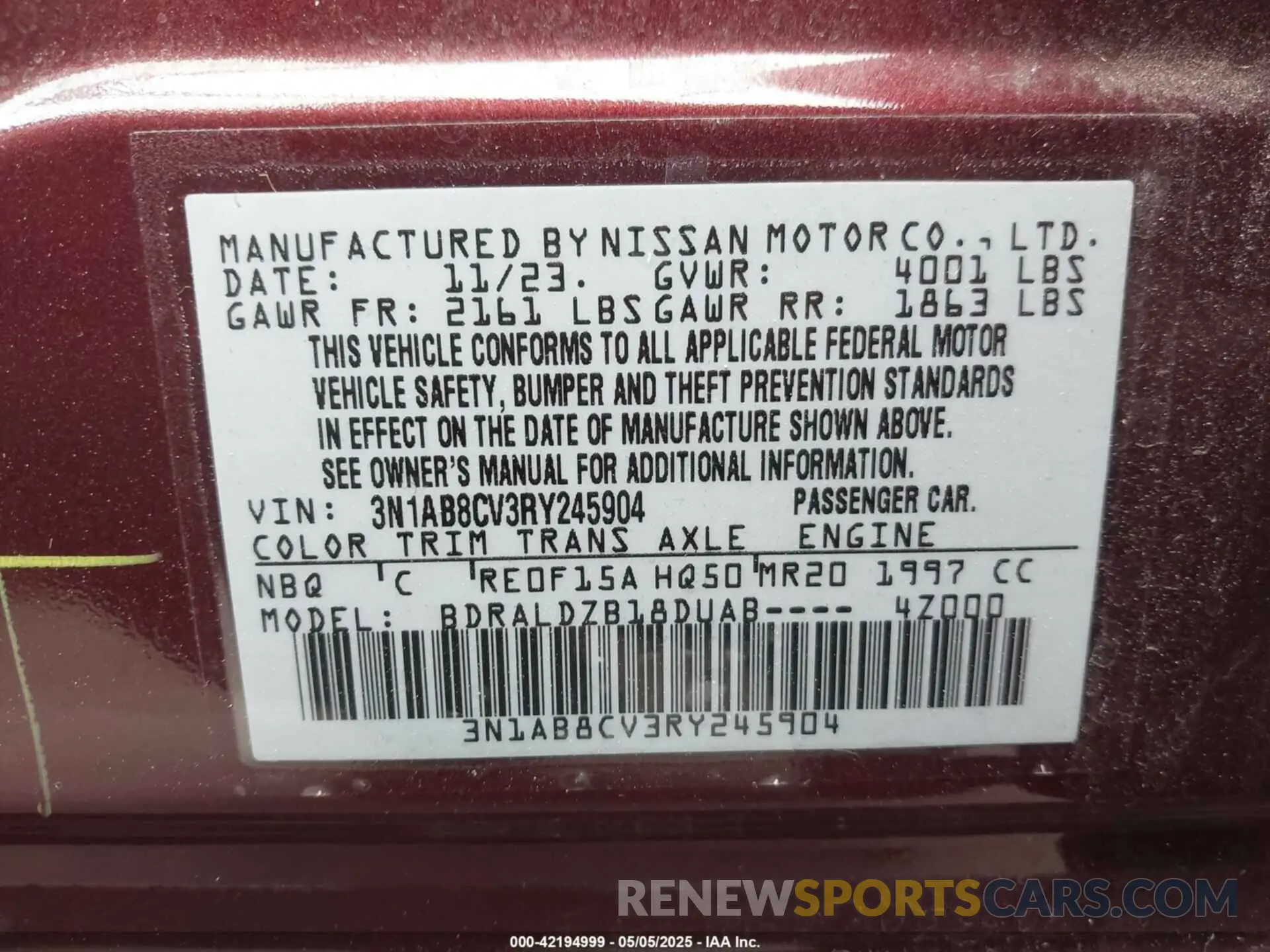 9 Photograph of a damaged car 3N1AB8CV3RY245904 NISSAN SENTRA 2024
