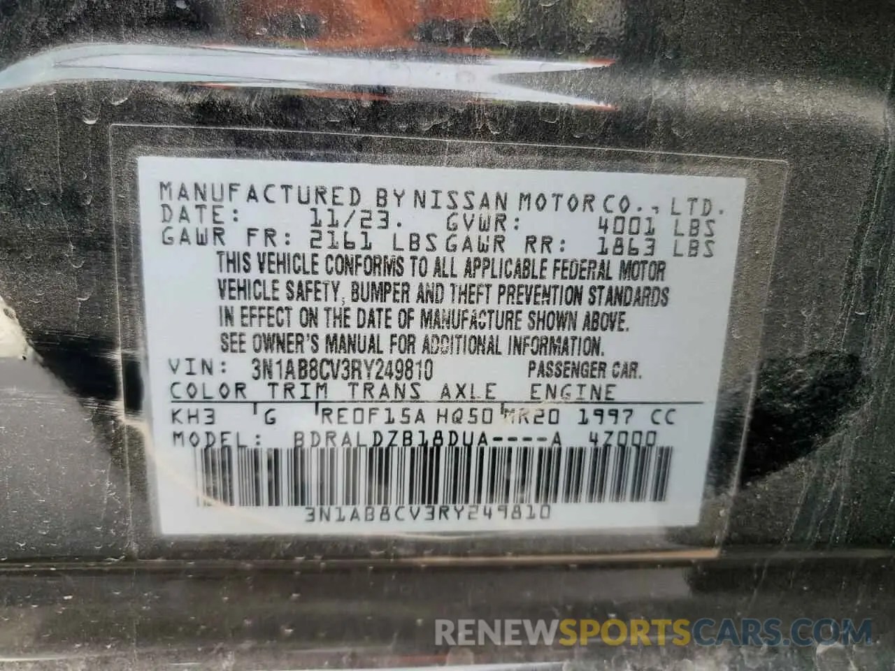 12 Photograph of a damaged car 3N1AB8CV3RY249810 NISSAN SENTRA 2024