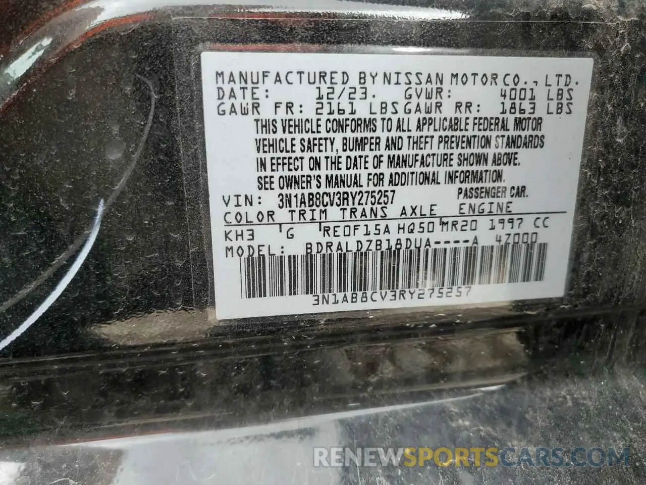 14 Photograph of a damaged car 3N1AB8CV3RY275257 NISSAN SENTRA 2024