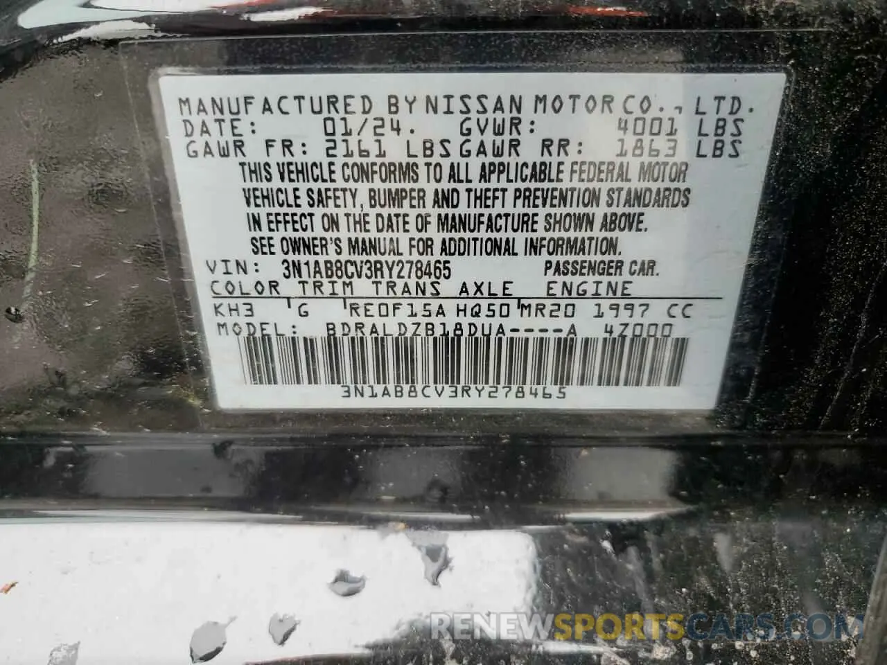 12 Photograph of a damaged car 3N1AB8CV3RY278465 NISSAN SENTRA 2024