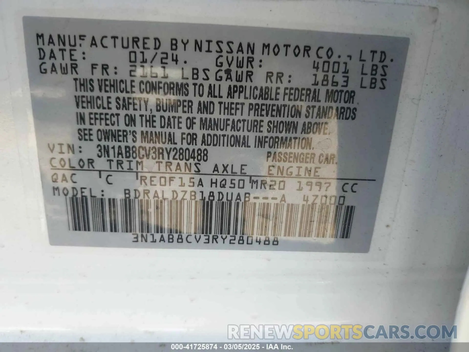 9 Photograph of a damaged car 3N1AB8CV3RY280488 NISSAN SENTRA 2024