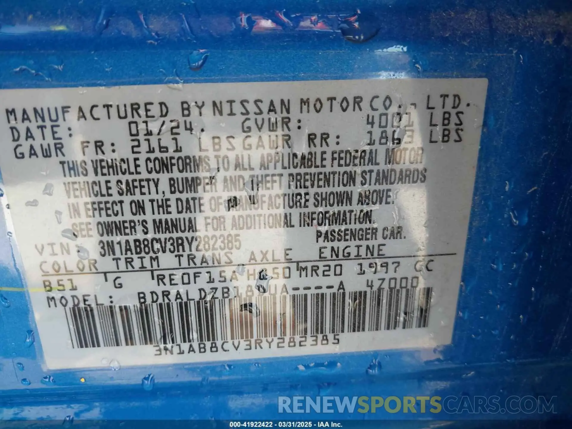 9 Photograph of a damaged car 3N1AB8CV3RY282385 NISSAN SENTRA 2024