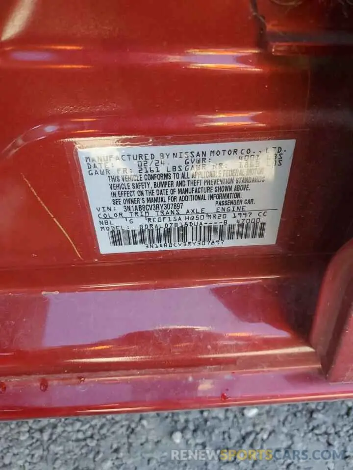 12 Photograph of a damaged car 3N1AB8CV3RY307897 NISSAN SENTRA 2024