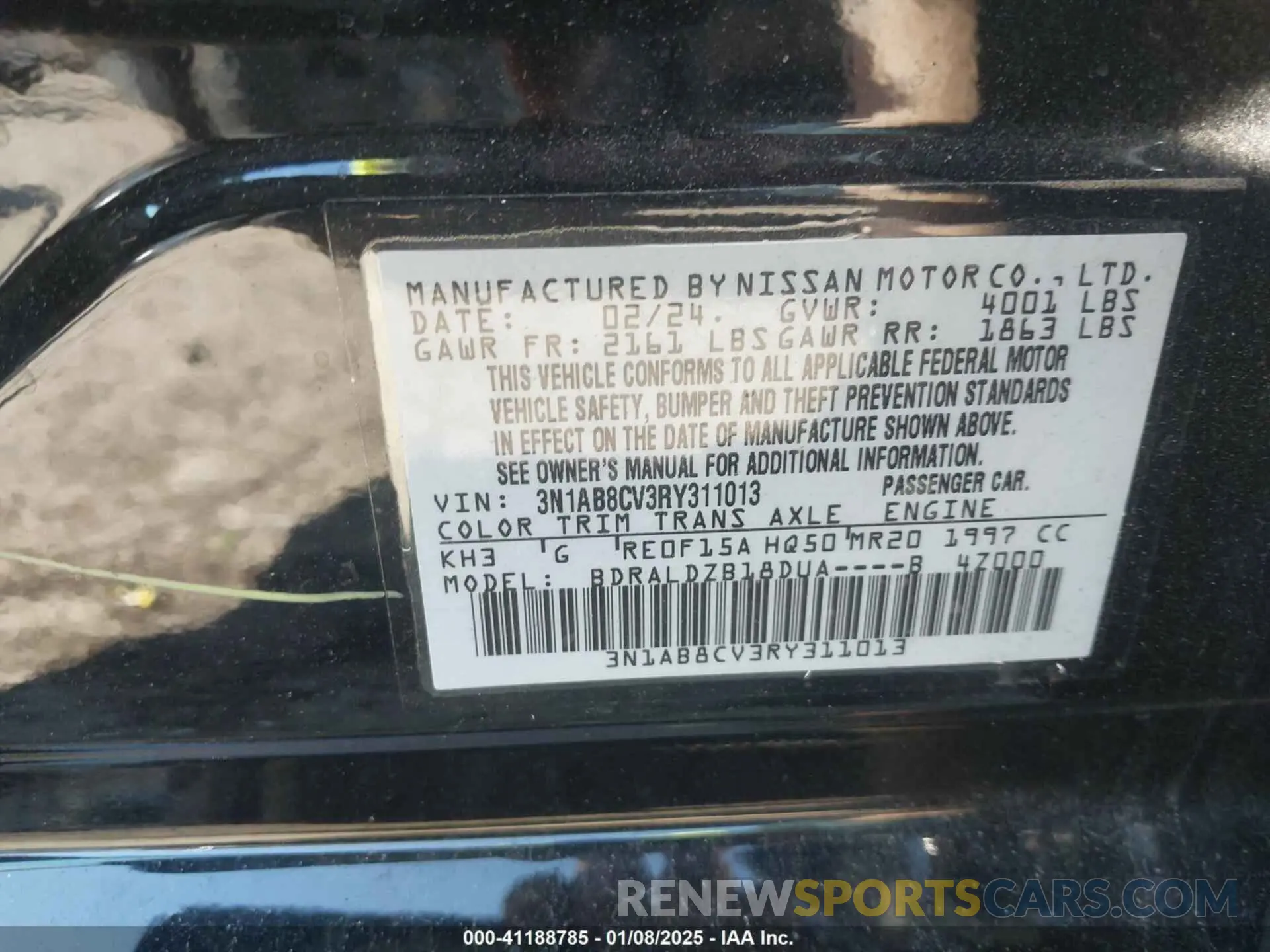 9 Photograph of a damaged car 3N1AB8CV3RY311013 NISSAN SENTRA 2024