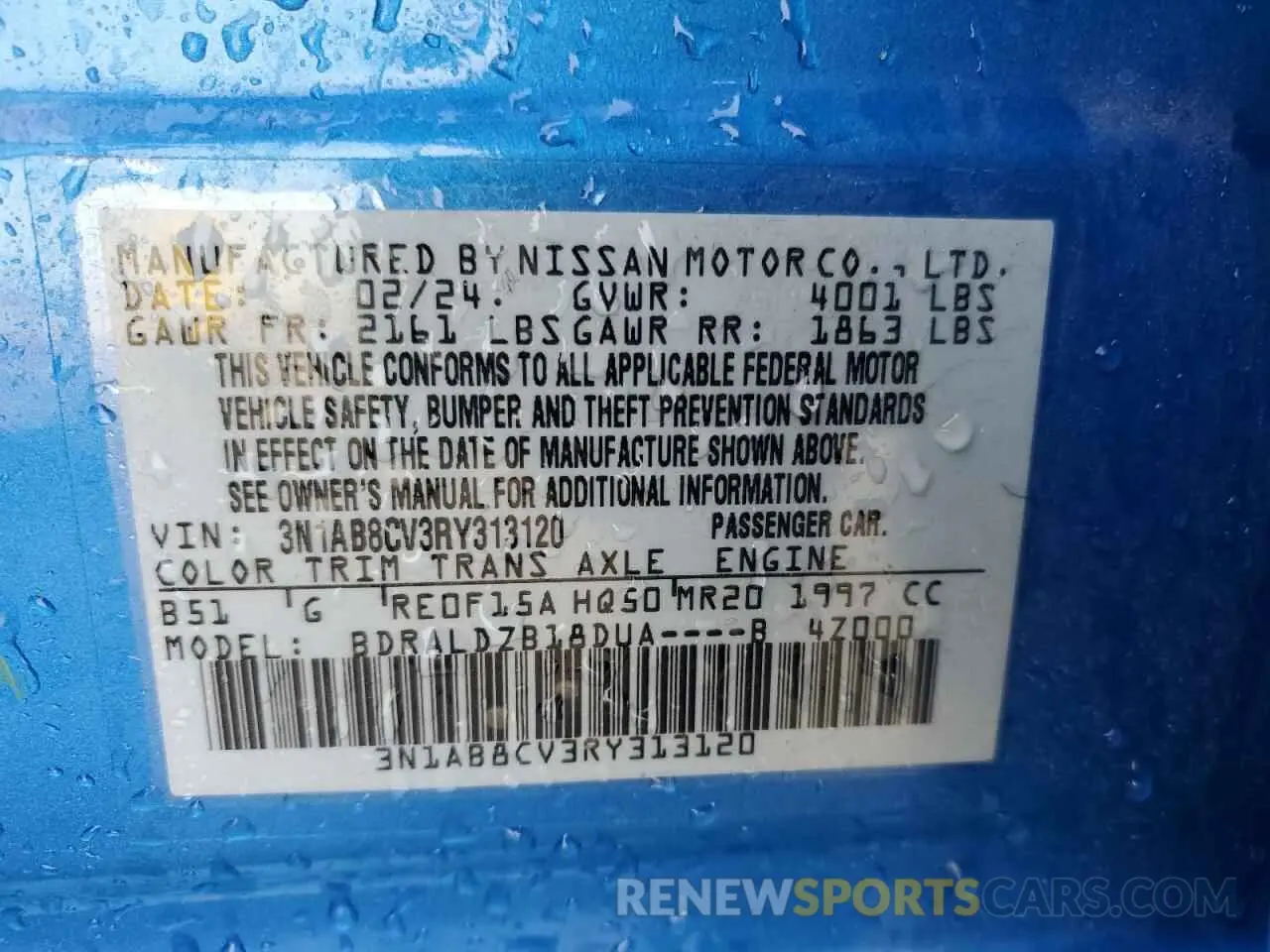 12 Photograph of a damaged car 3N1AB8CV3RY313120 NISSAN SENTRA 2024