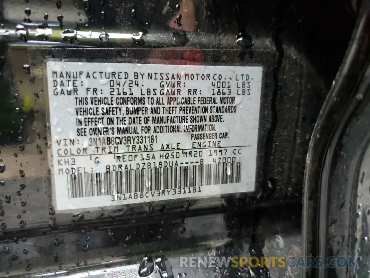 12 Photograph of a damaged car 3N1AB8CV3RY331181 NISSAN SENTRA 2024