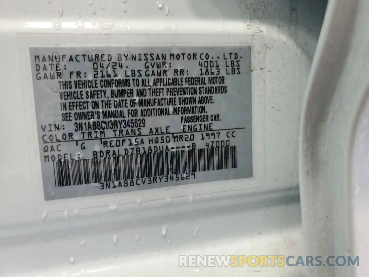 13 Photograph of a damaged car 3N1AB8CV3RY345629 NISSAN SENTRA 2024