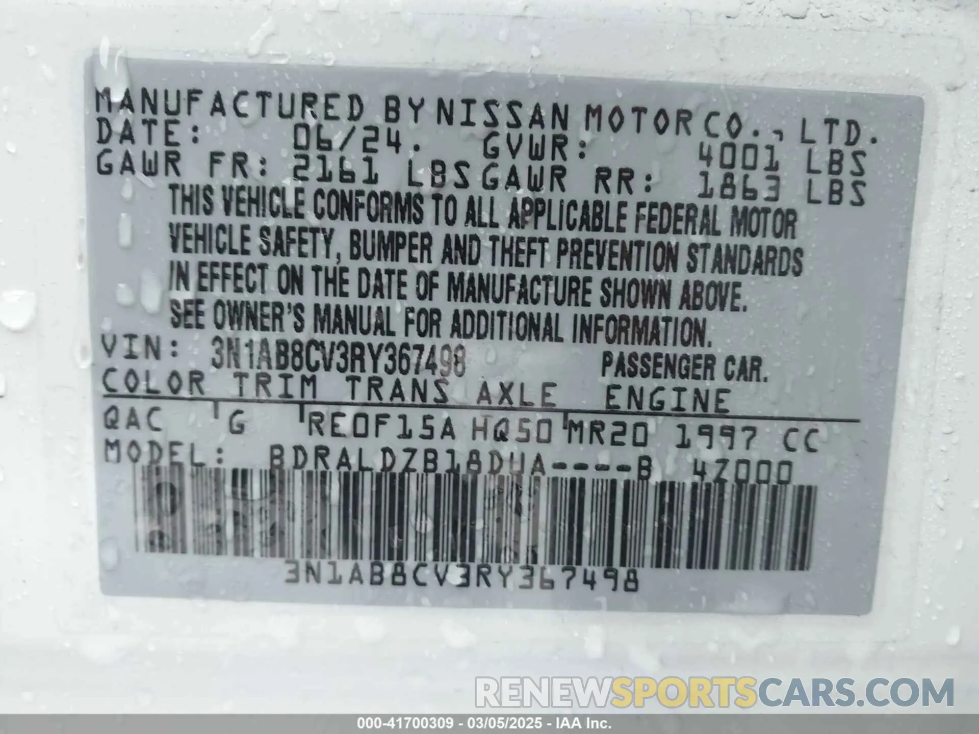 9 Photograph of a damaged car 3N1AB8CV3RY367498 NISSAN SENTRA 2024