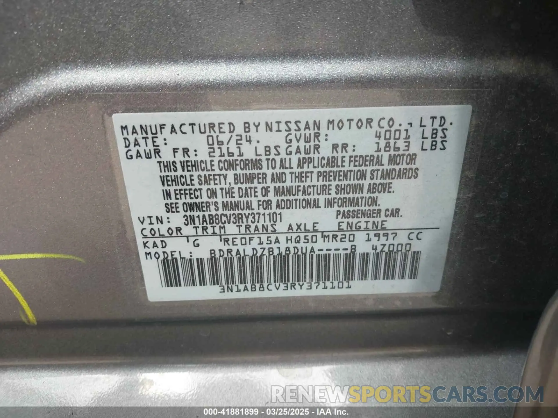 9 Photograph of a damaged car 3N1AB8CV3RY371101 NISSAN SENTRA 2024