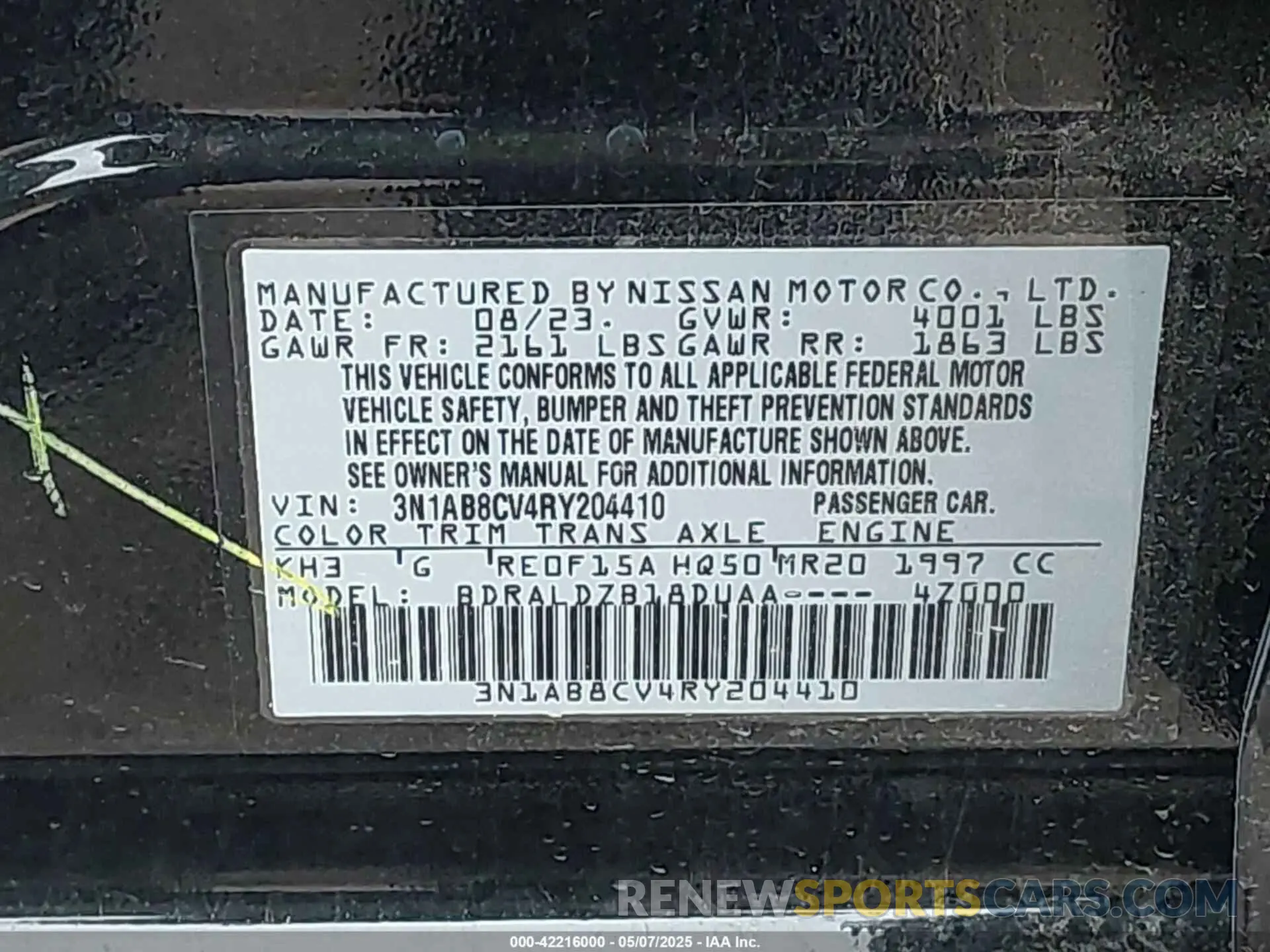 9 Photograph of a damaged car 3N1AB8CV4RY204410 NISSAN SENTRA 2024
