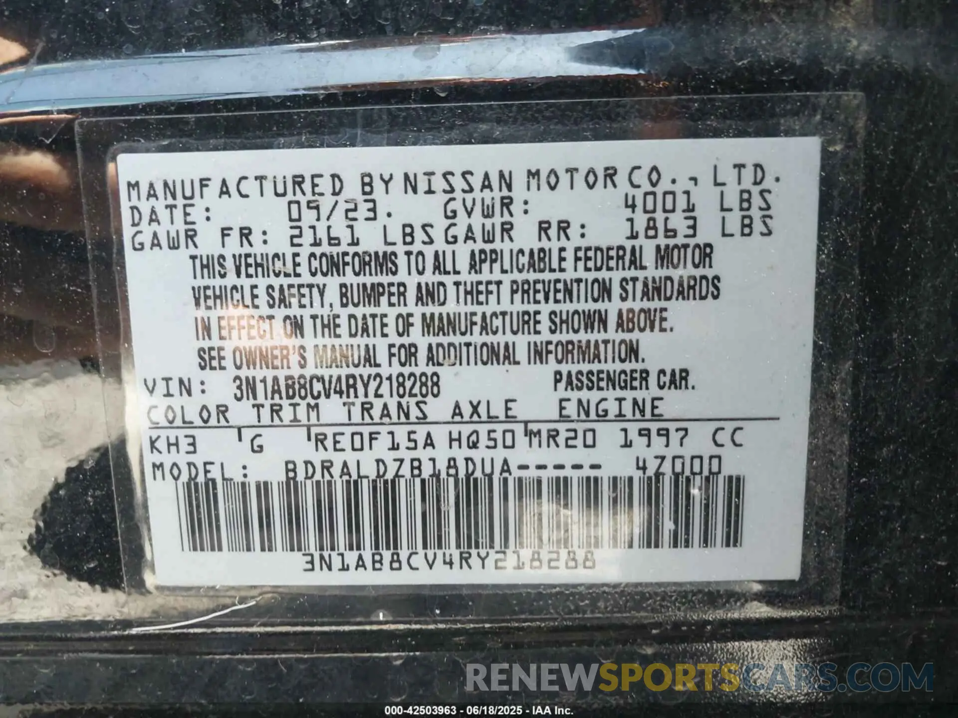 9 Photograph of a damaged car 3N1AB8CV4RY218288 NISSAN SENTRA 2024