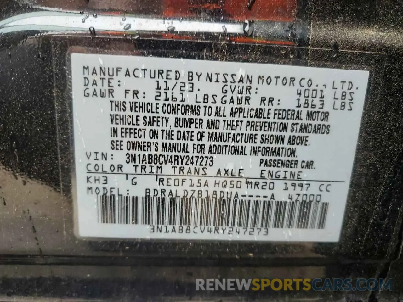 12 Photograph of a damaged car 3N1AB8CV4RY247273 NISSAN SENTRA 2024