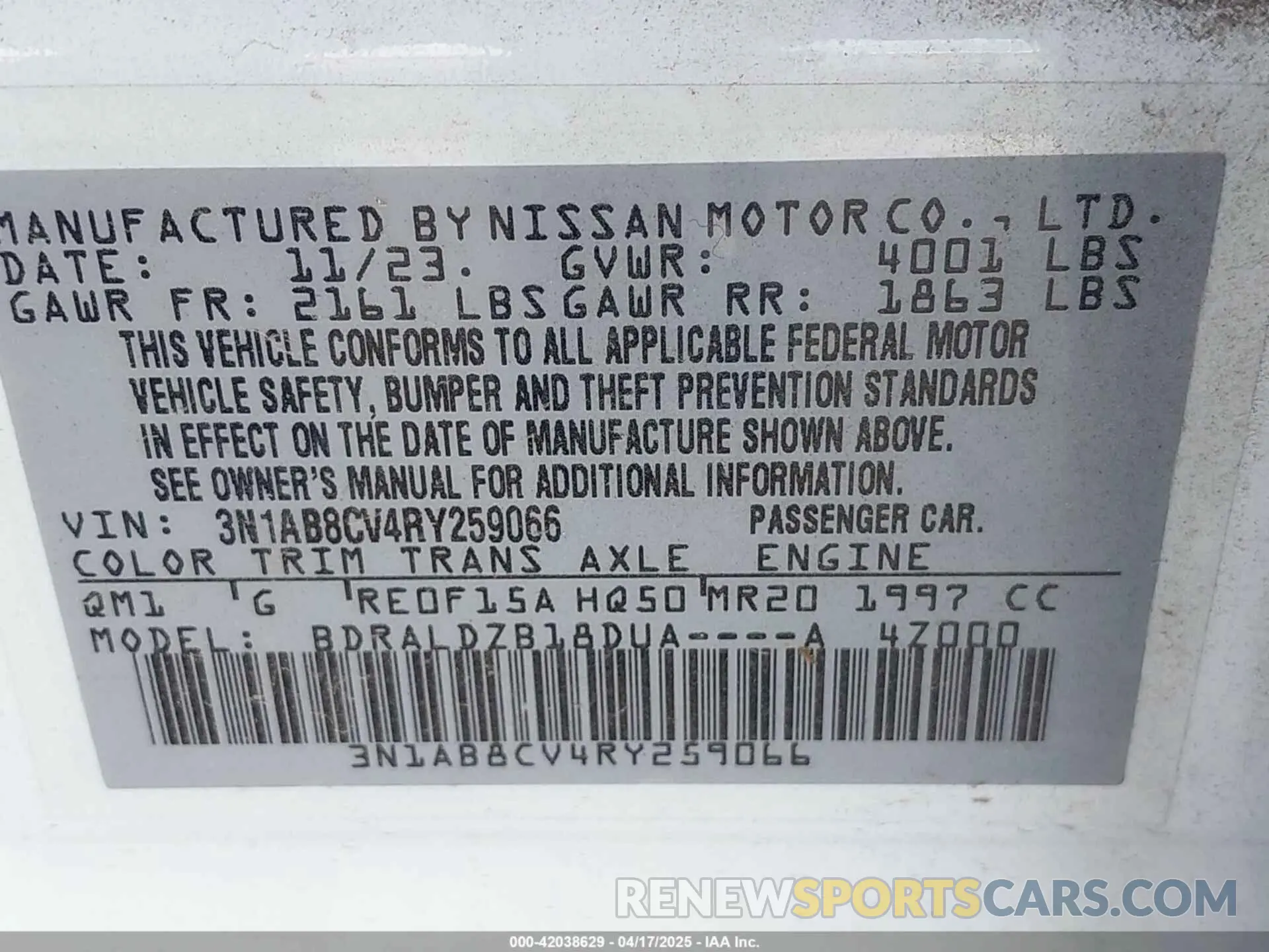 9 Photograph of a damaged car 3N1AB8CV4RY259066 NISSAN SENTRA 2024