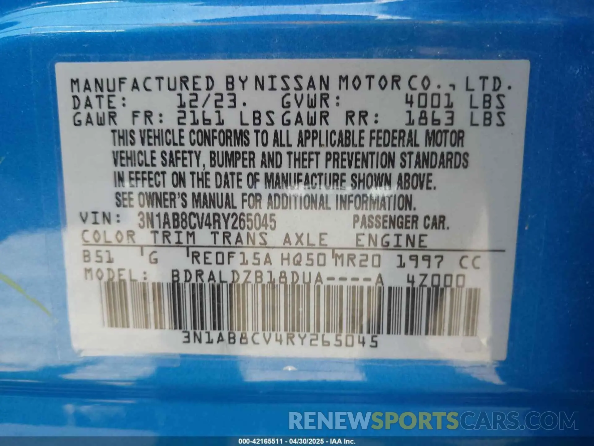 9 Photograph of a damaged car 3N1AB8CV4RY265045 NISSAN SENTRA 2024