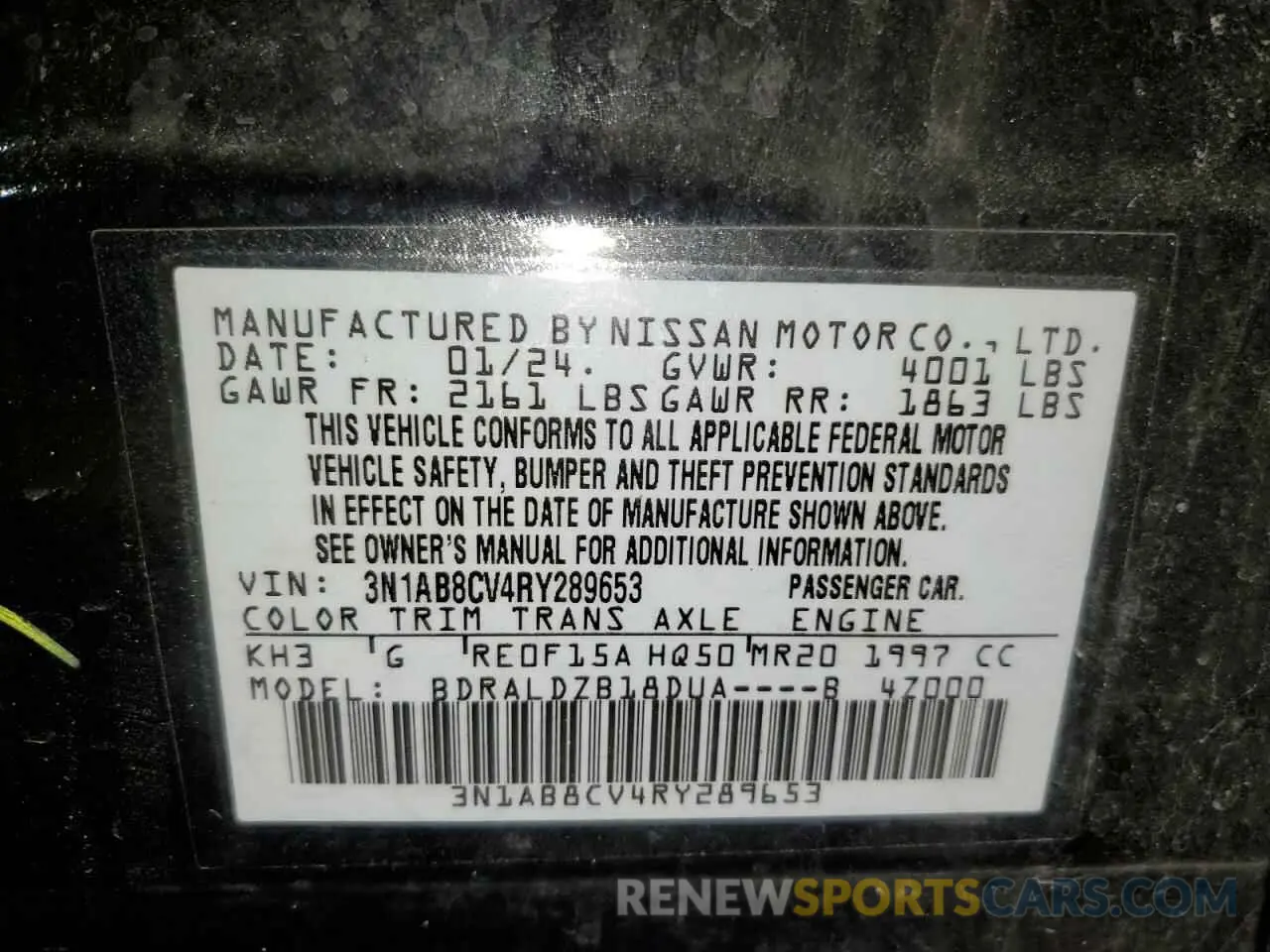 12 Photograph of a damaged car 3N1AB8CV4RY289653 NISSAN SENTRA 2024