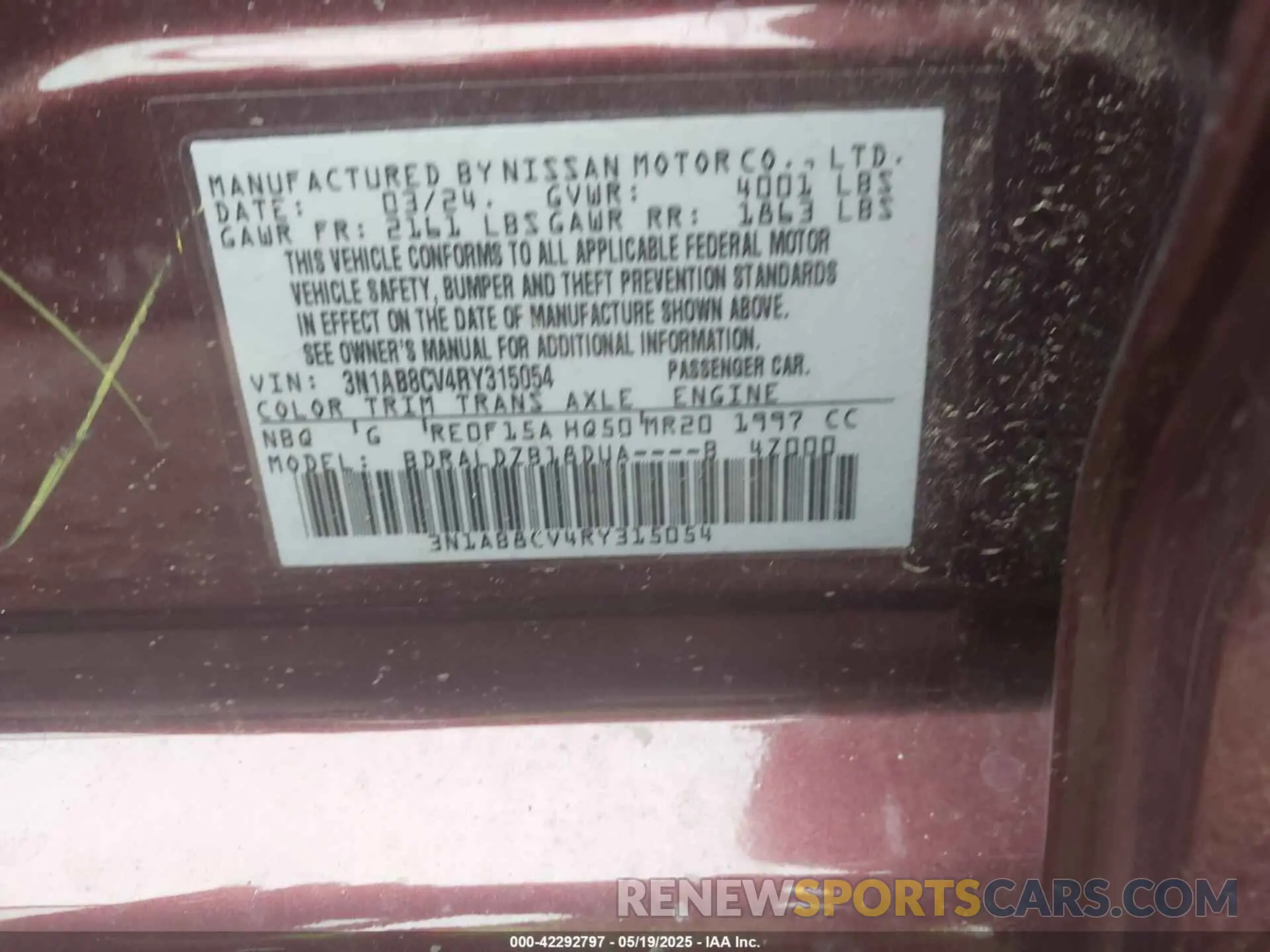 9 Photograph of a damaged car 3N1AB8CV4RY315054 NISSAN SENTRA 2024