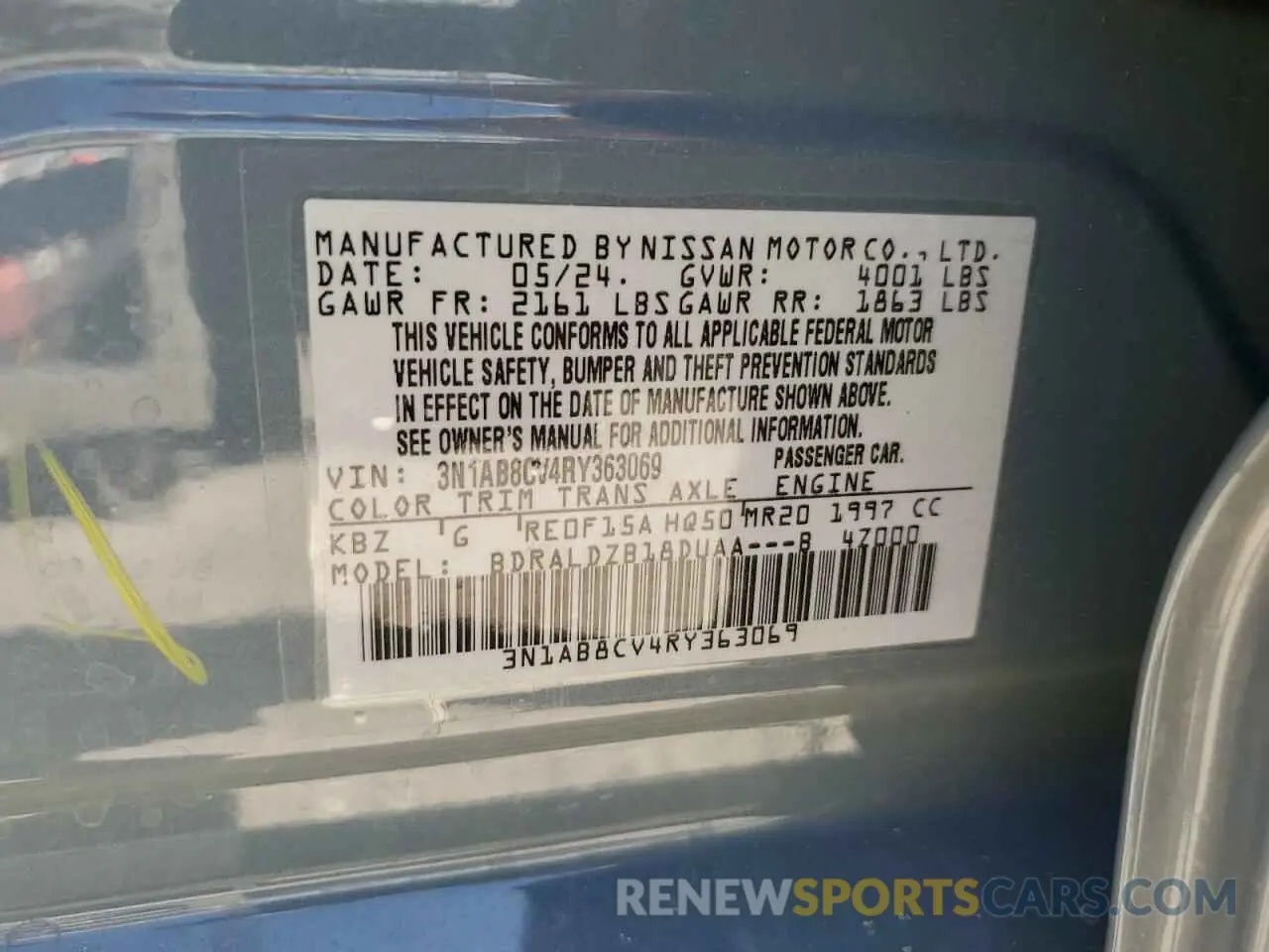 12 Photograph of a damaged car 3N1AB8CV4RY363069 NISSAN SENTRA 2024