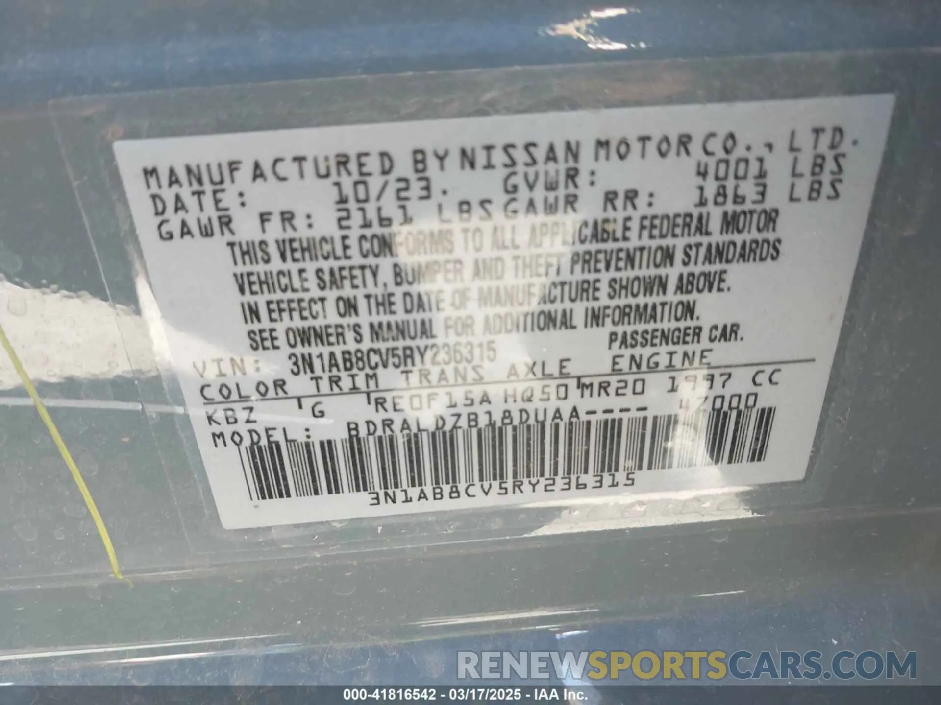 9 Photograph of a damaged car 3N1AB8CV5RY236315 NISSAN SENTRA 2024