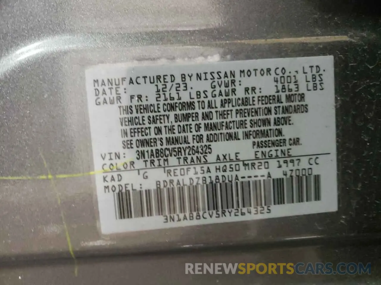13 Photograph of a damaged car 3N1AB8CV5RY264325 NISSAN SENTRA 2024