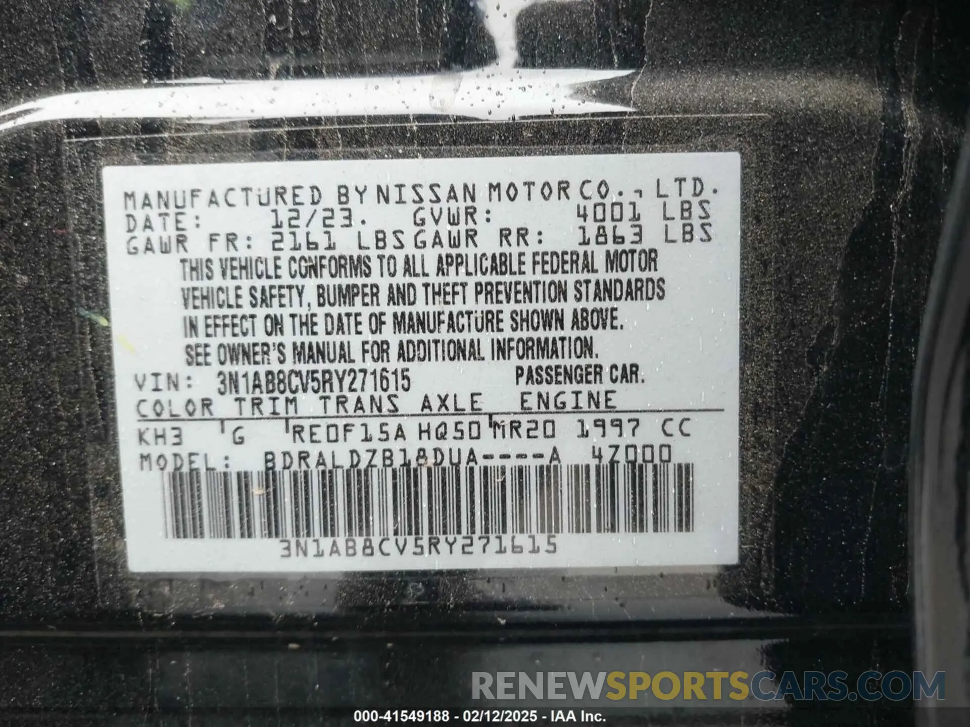 9 Photograph of a damaged car 3N1AB8CV5RY271615 NISSAN SENTRA 2024