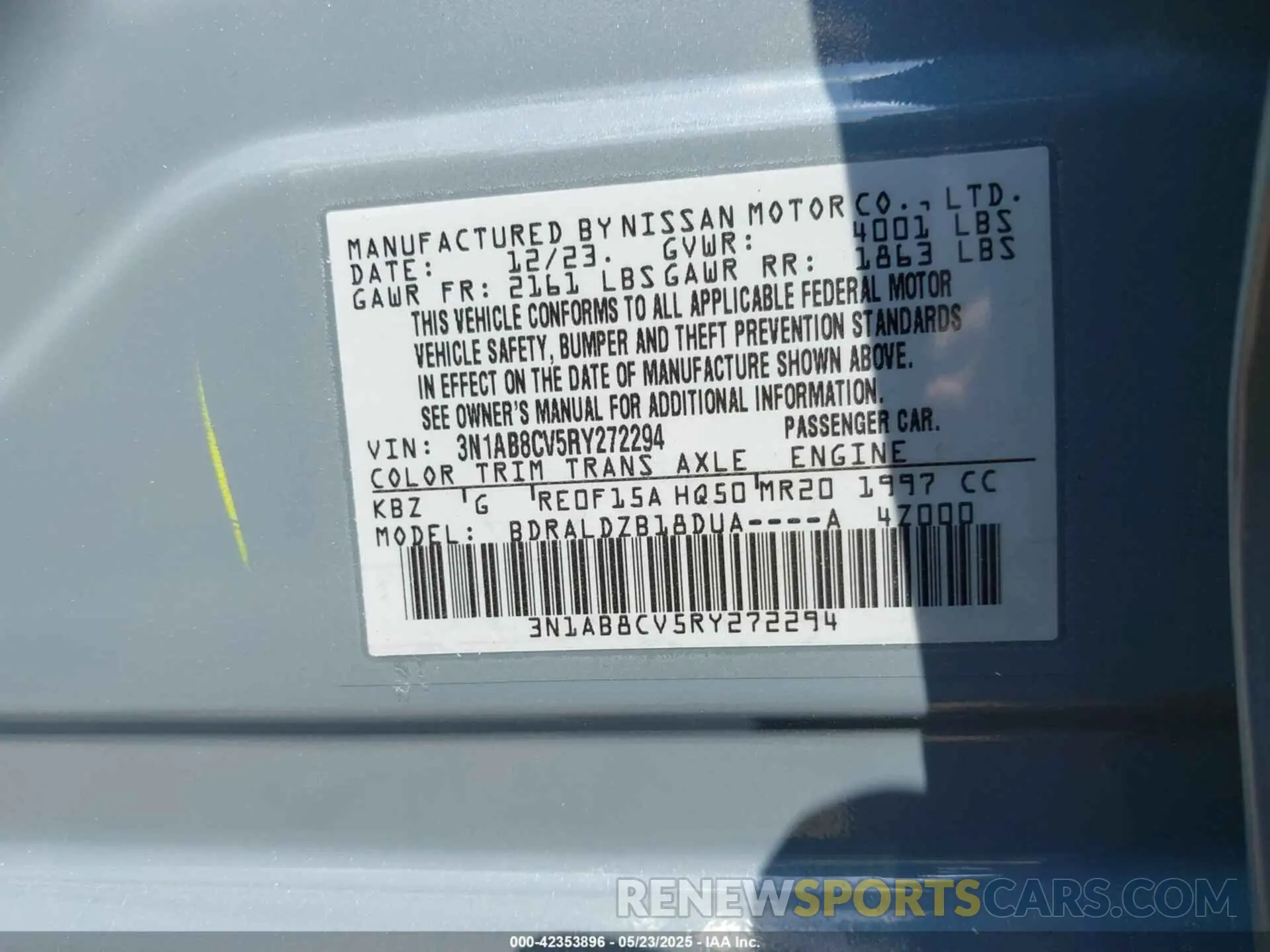 9 Photograph of a damaged car 3N1AB8CV5RY272294 NISSAN SENTRA 2024
