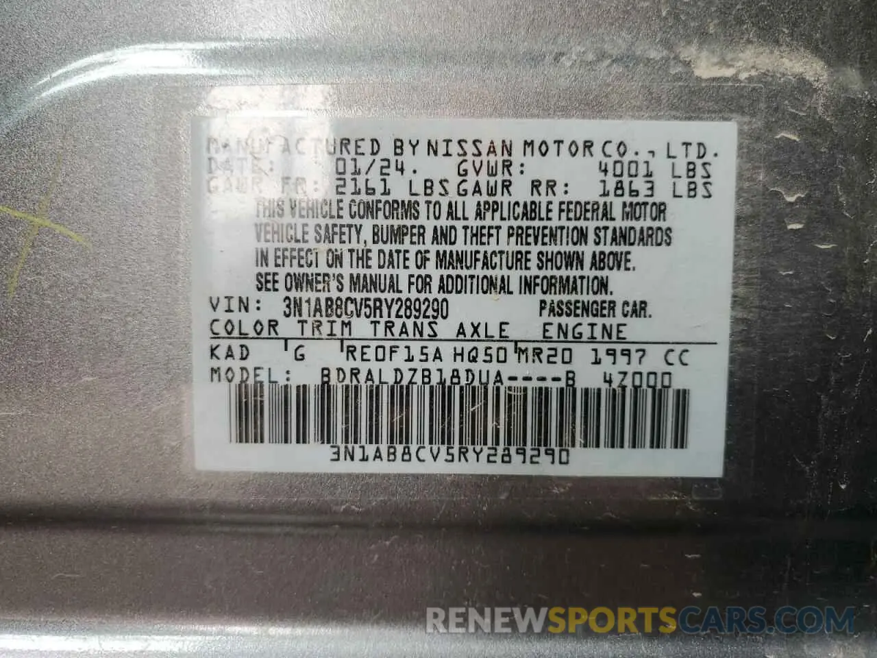 12 Photograph of a damaged car 3N1AB8CV5RY289290 NISSAN SENTRA 2024