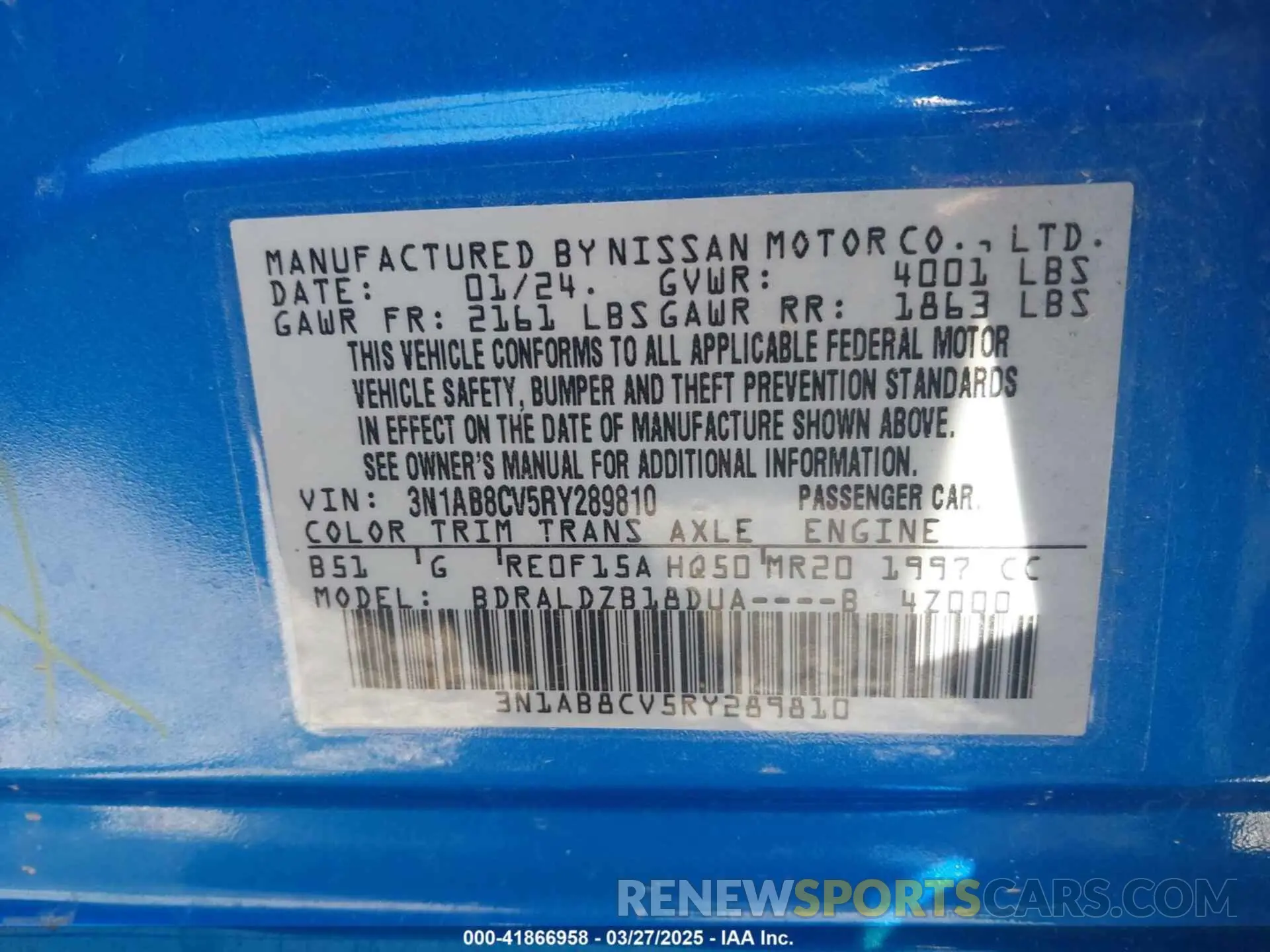 9 Photograph of a damaged car 3N1AB8CV5RY289810 NISSAN SENTRA 2024