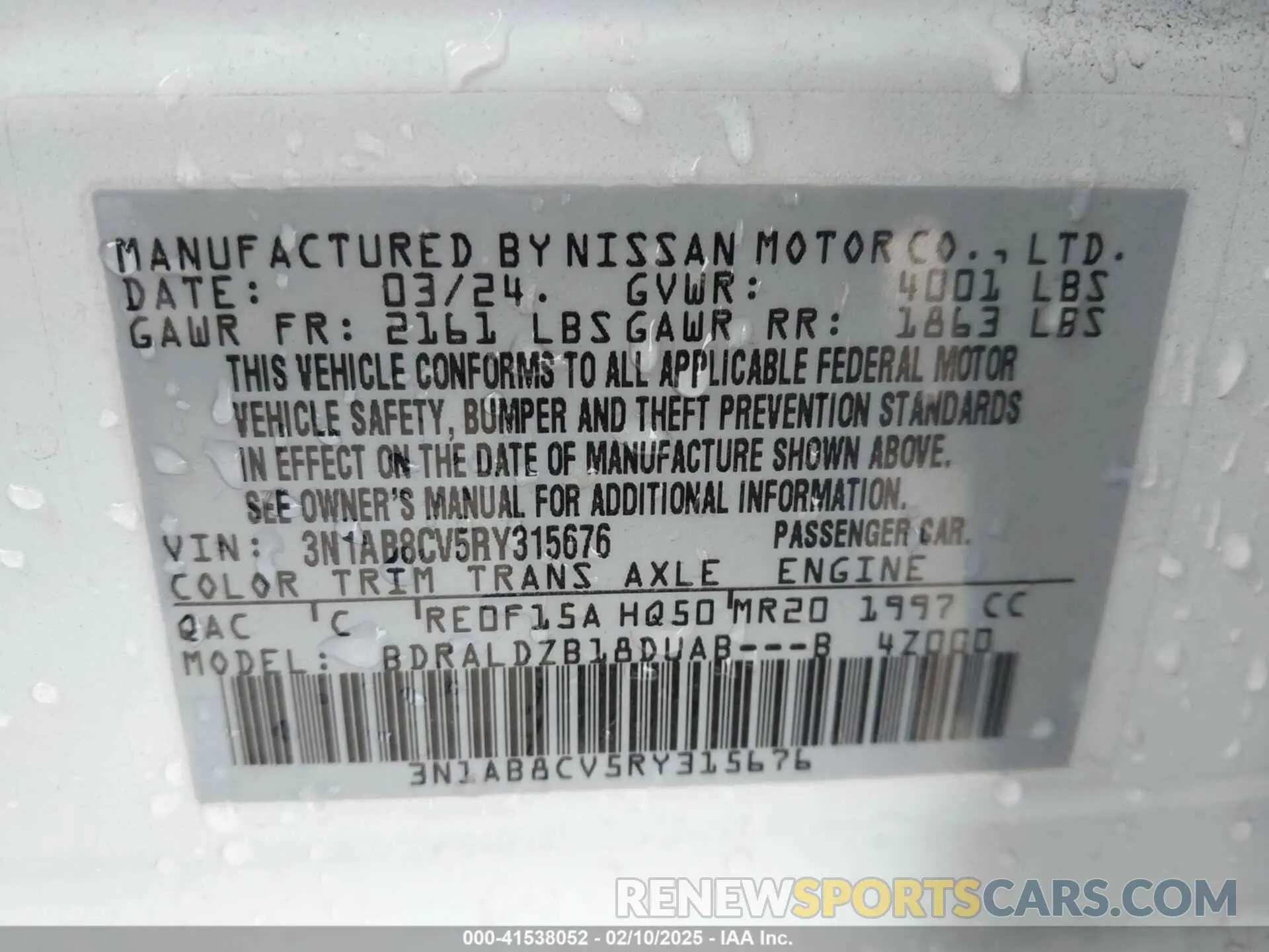 9 Photograph of a damaged car 3N1AB8CV5RY315676 NISSAN SENTRA 2024
