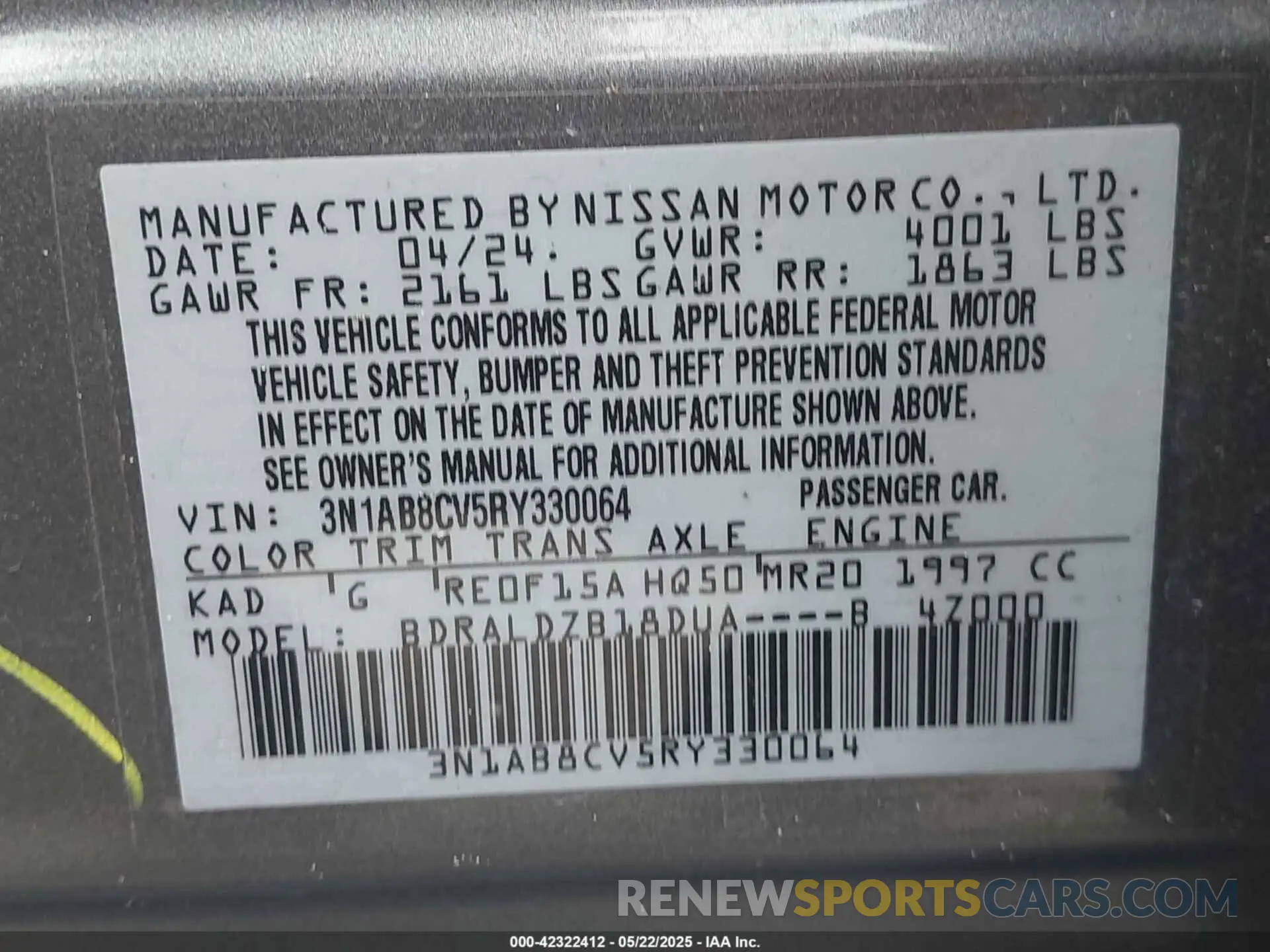 9 Photograph of a damaged car 3N1AB8CV5RY330064 NISSAN SENTRA 2024