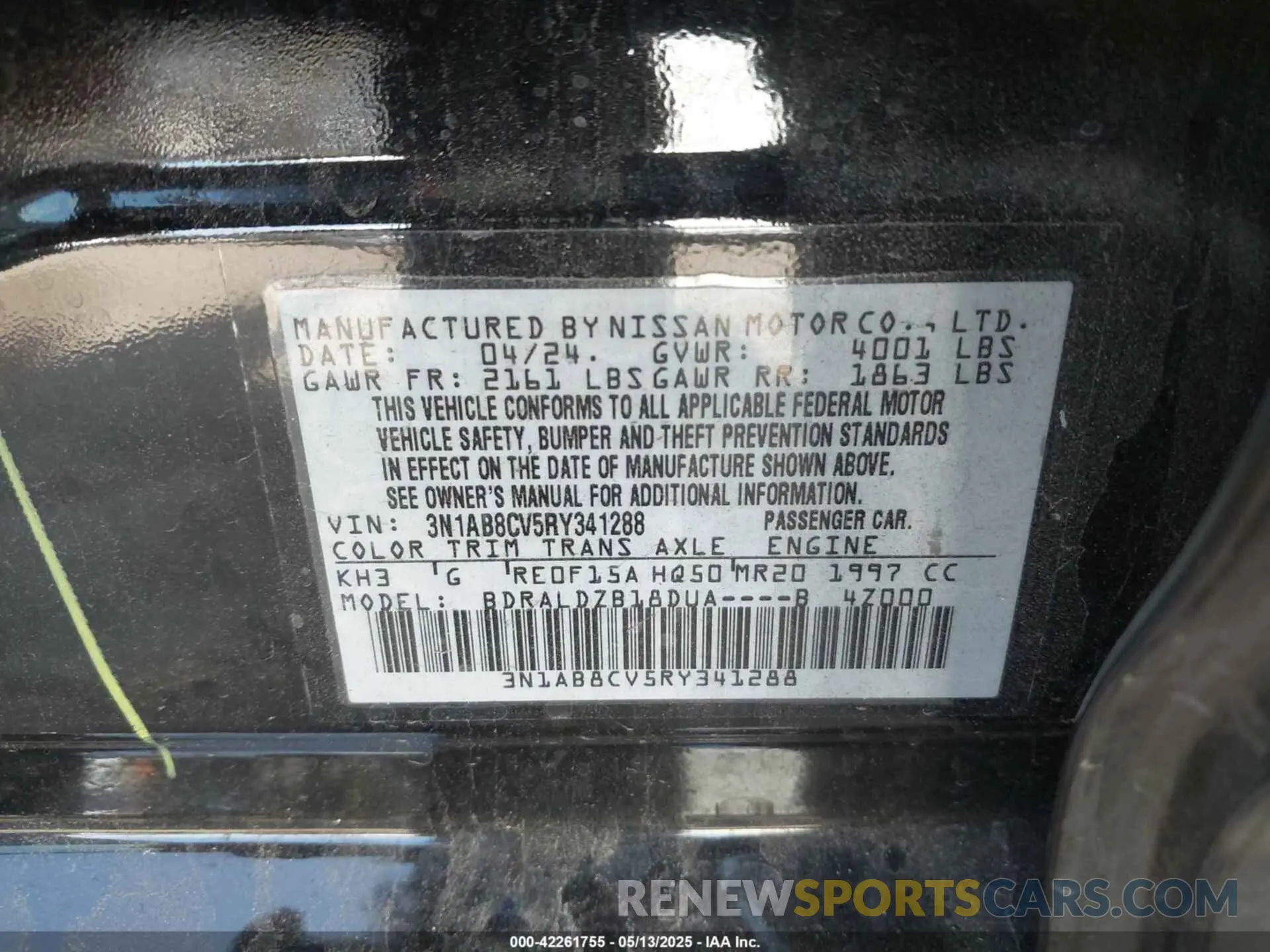 9 Photograph of a damaged car 3N1AB8CV5RY341288 NISSAN SENTRA 2024