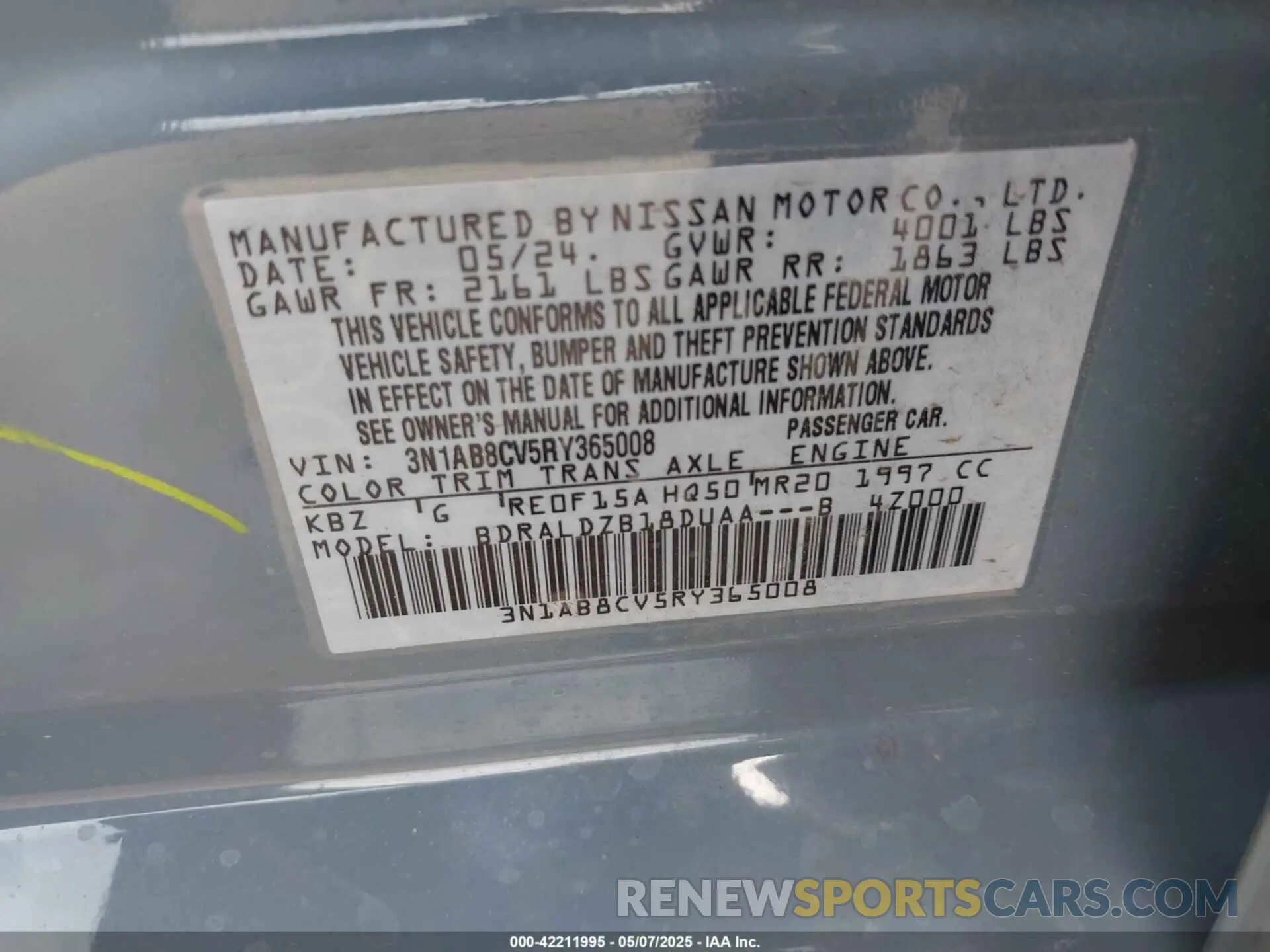 9 Photograph of a damaged car 3N1AB8CV5RY365008 NISSAN SENTRA 2024