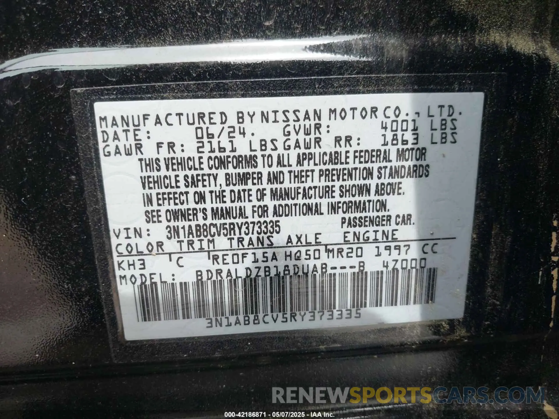 9 Photograph of a damaged car 3N1AB8CV5RY373335 NISSAN SENTRA 2024