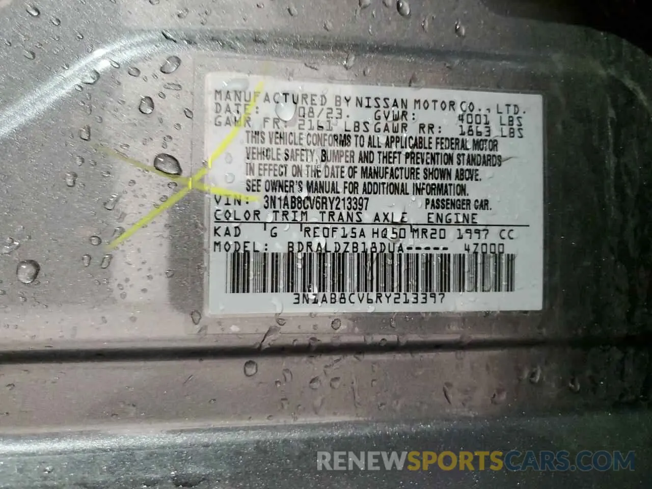12 Photograph of a damaged car 3N1AB8CV6RY213397 NISSAN SENTRA 2024