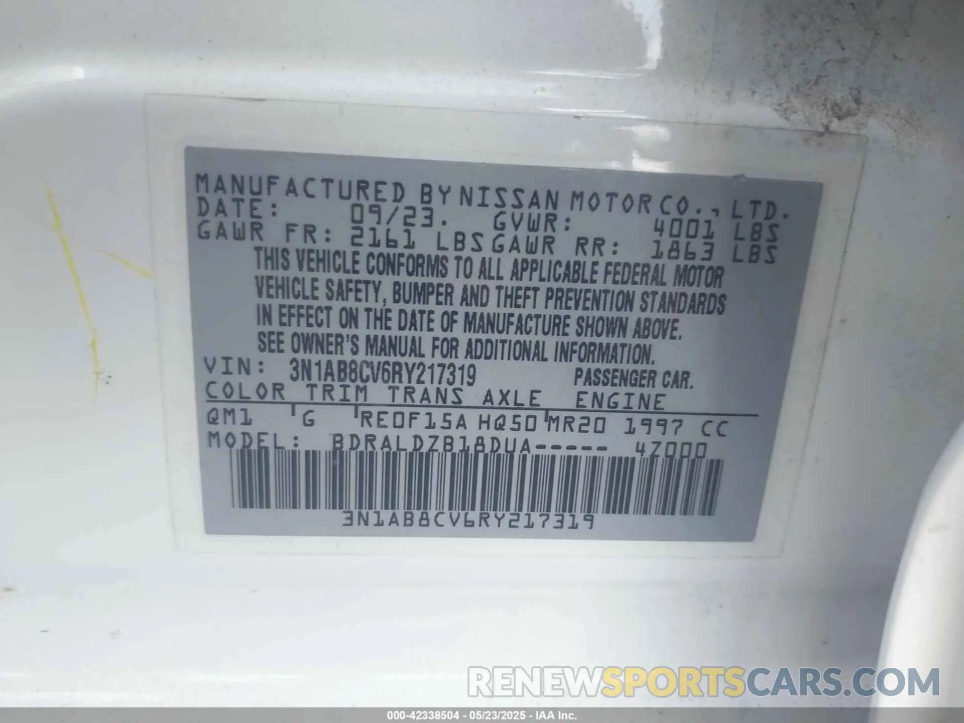 9 Photograph of a damaged car 3N1AB8CV6RY217319 NISSAN SENTRA 2024