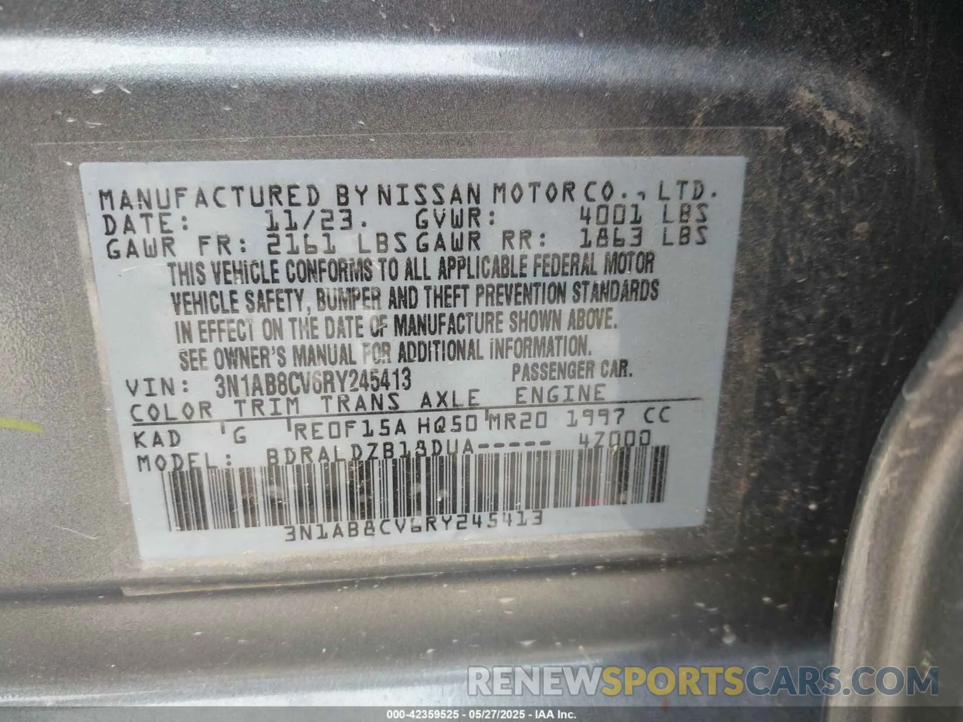 9 Photograph of a damaged car 3N1AB8CV6RY245413 NISSAN SENTRA 2024