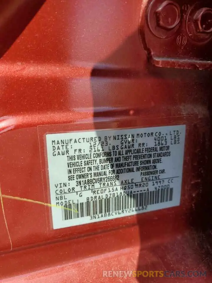 12 Photograph of a damaged car 3N1AB8CV6RY266682 NISSAN SENTRA 2024