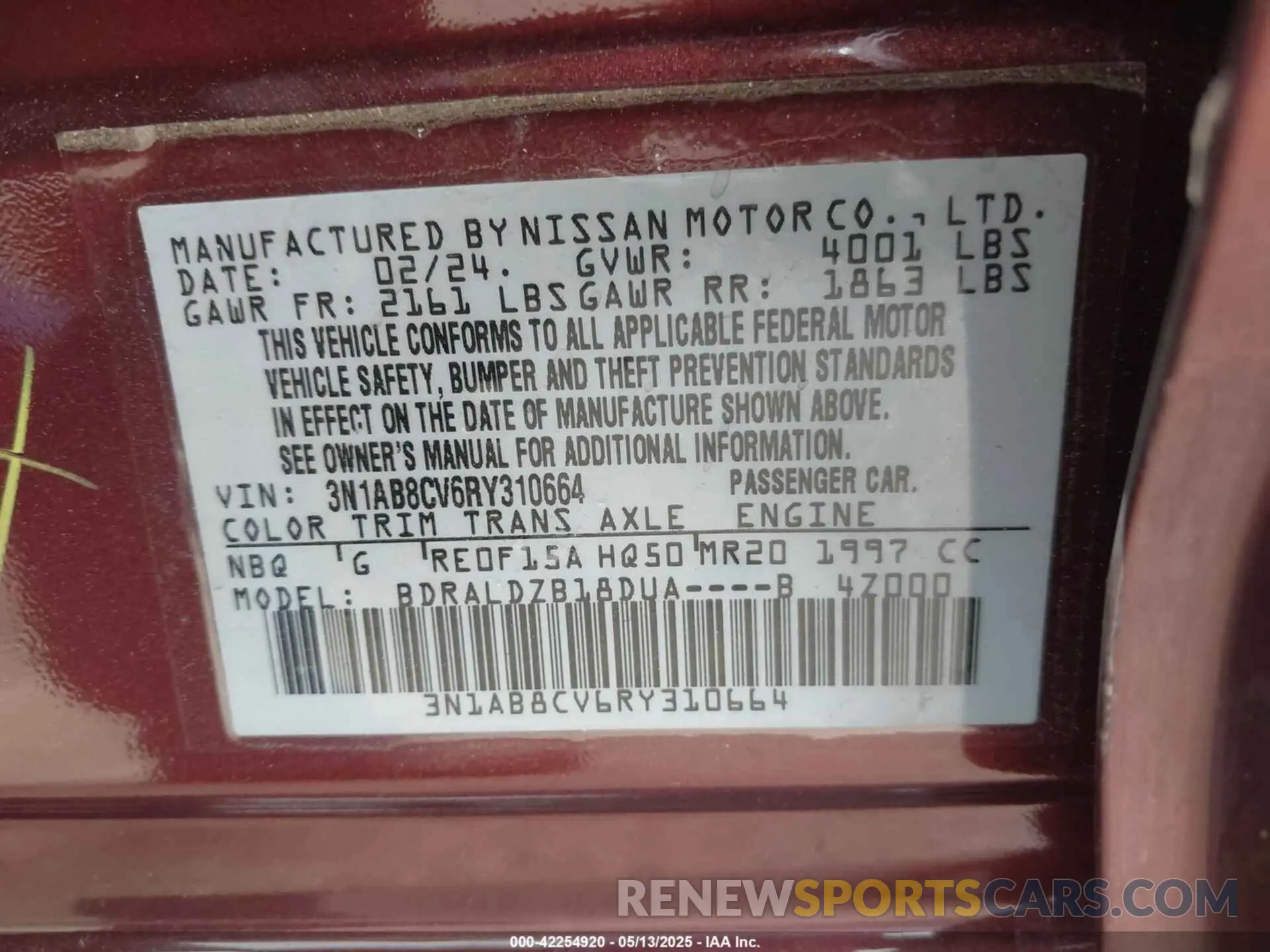 9 Photograph of a damaged car 3N1AB8CV6RY310664 NISSAN SENTRA 2024