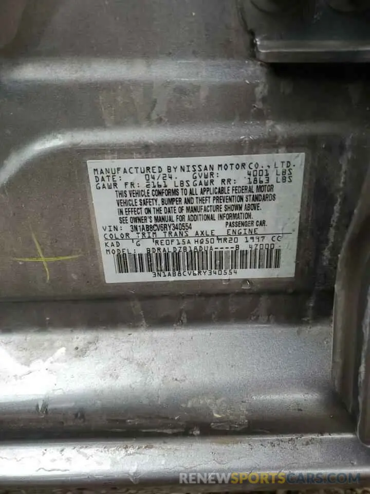 12 Photograph of a damaged car 3N1AB8CV6RY340554 NISSAN SENTRA 2024