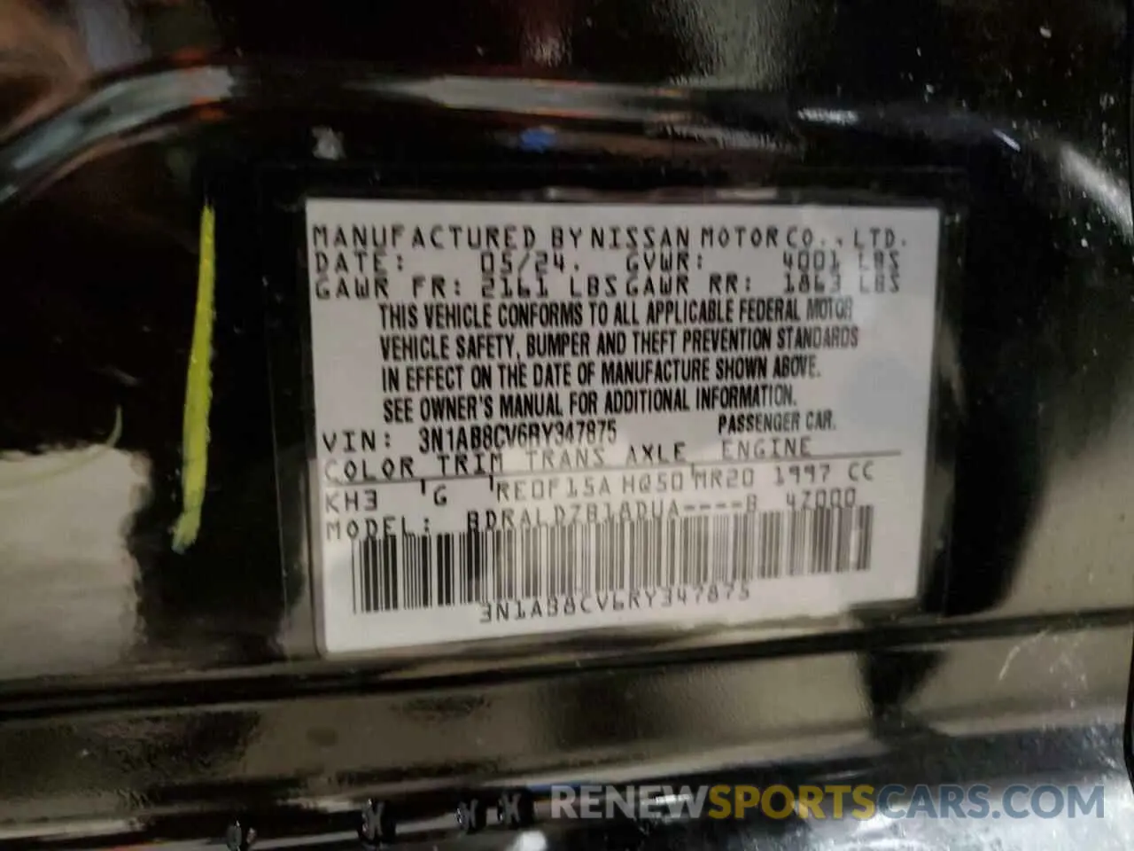 13 Photograph of a damaged car 3N1AB8CV6RY347875 NISSAN SENTRA 2024