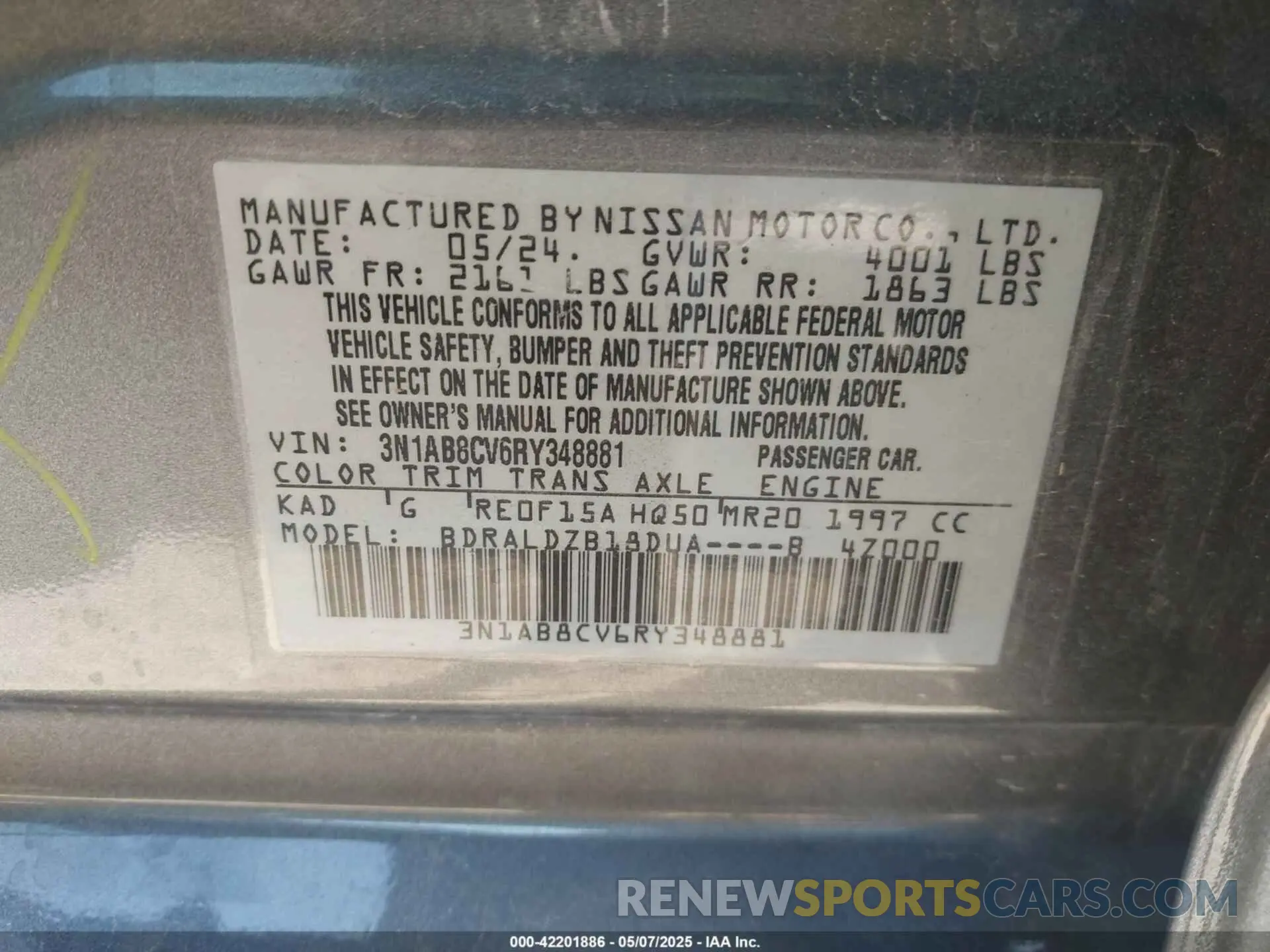 9 Photograph of a damaged car 3N1AB8CV6RY348881 NISSAN SENTRA 2024