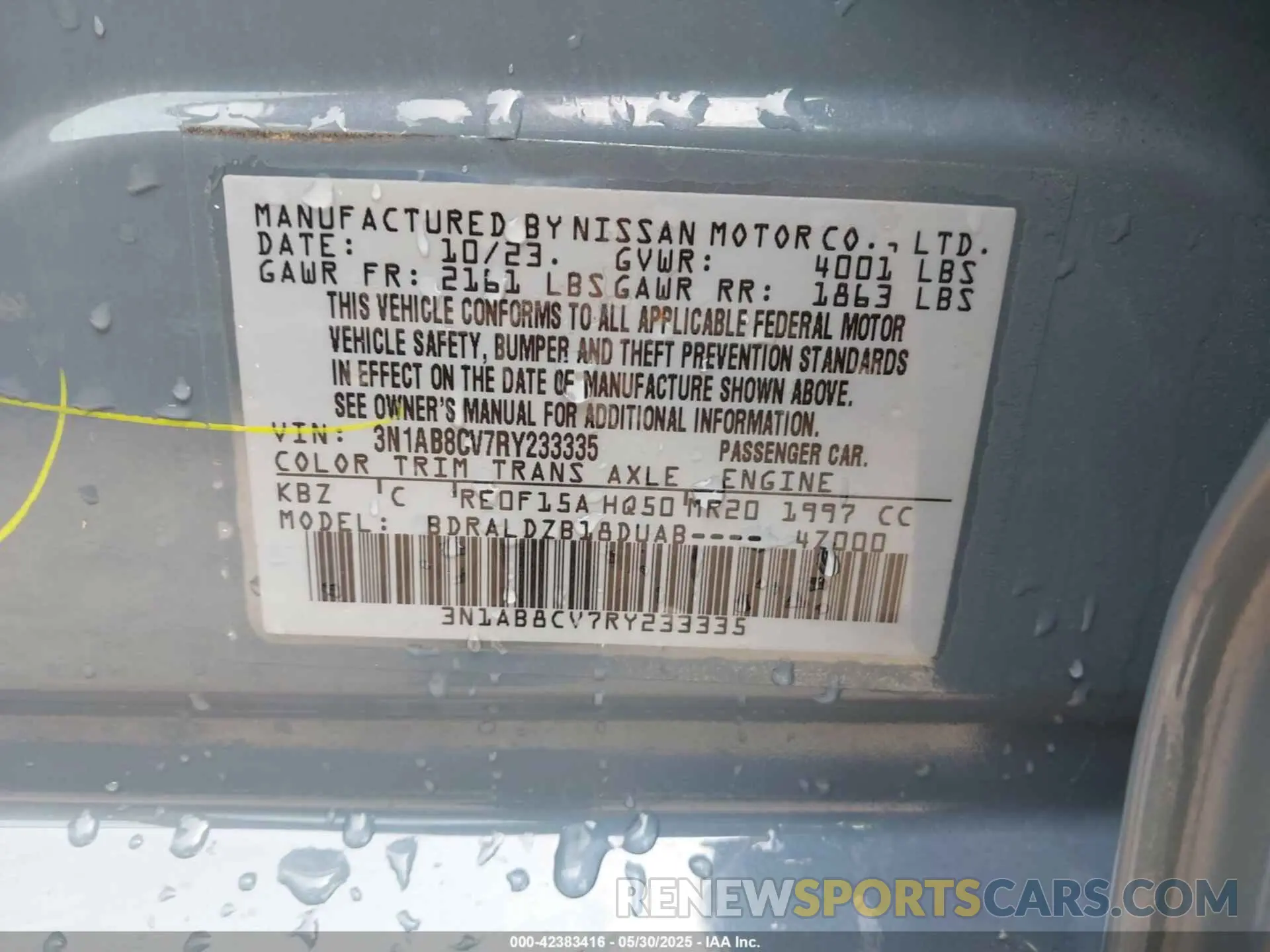 9 Photograph of a damaged car 3N1AB8CV7RY233335 NISSAN SENTRA 2024
