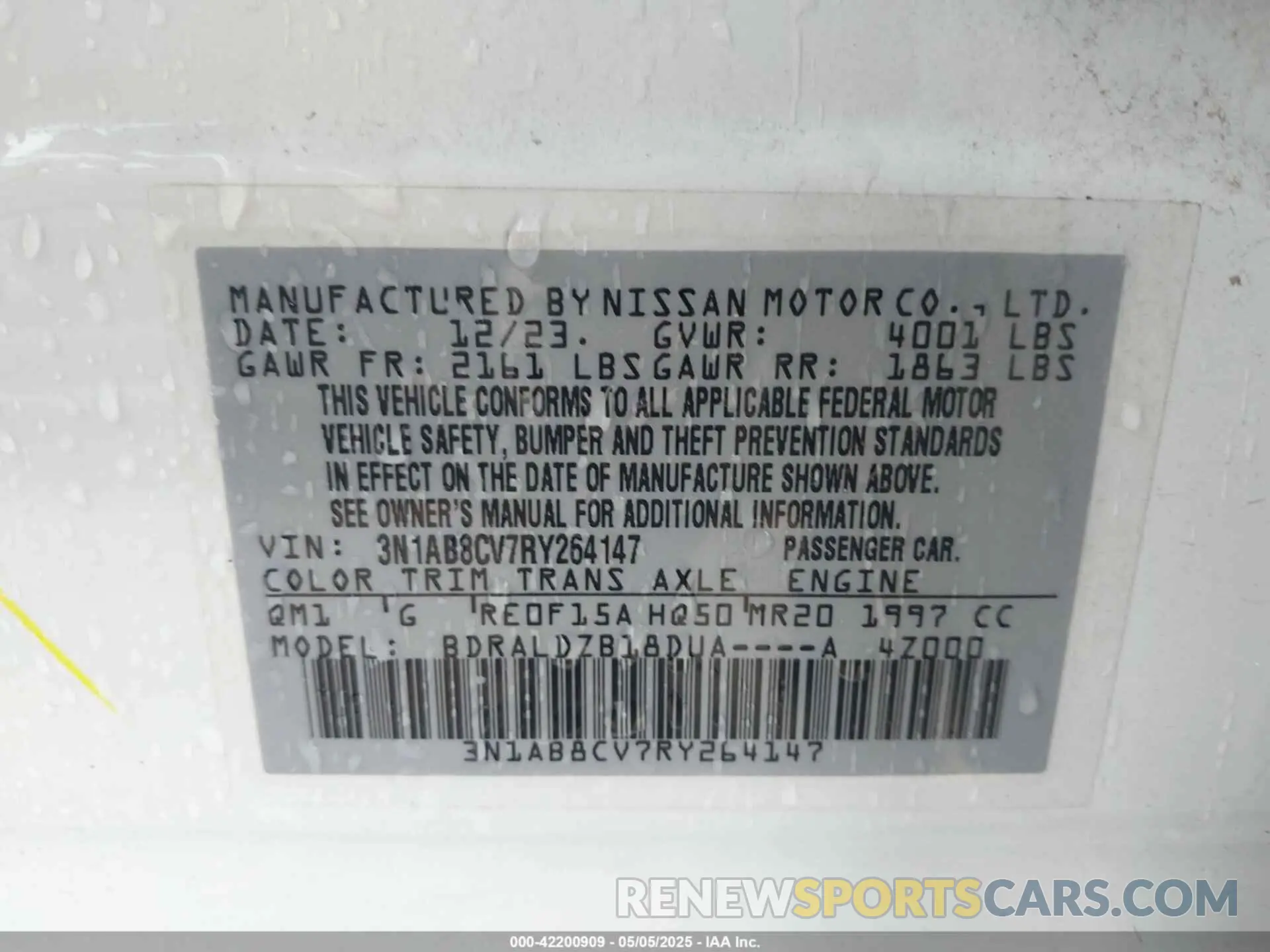 9 Photograph of a damaged car 3N1AB8CV7RY264147 NISSAN SENTRA 2024