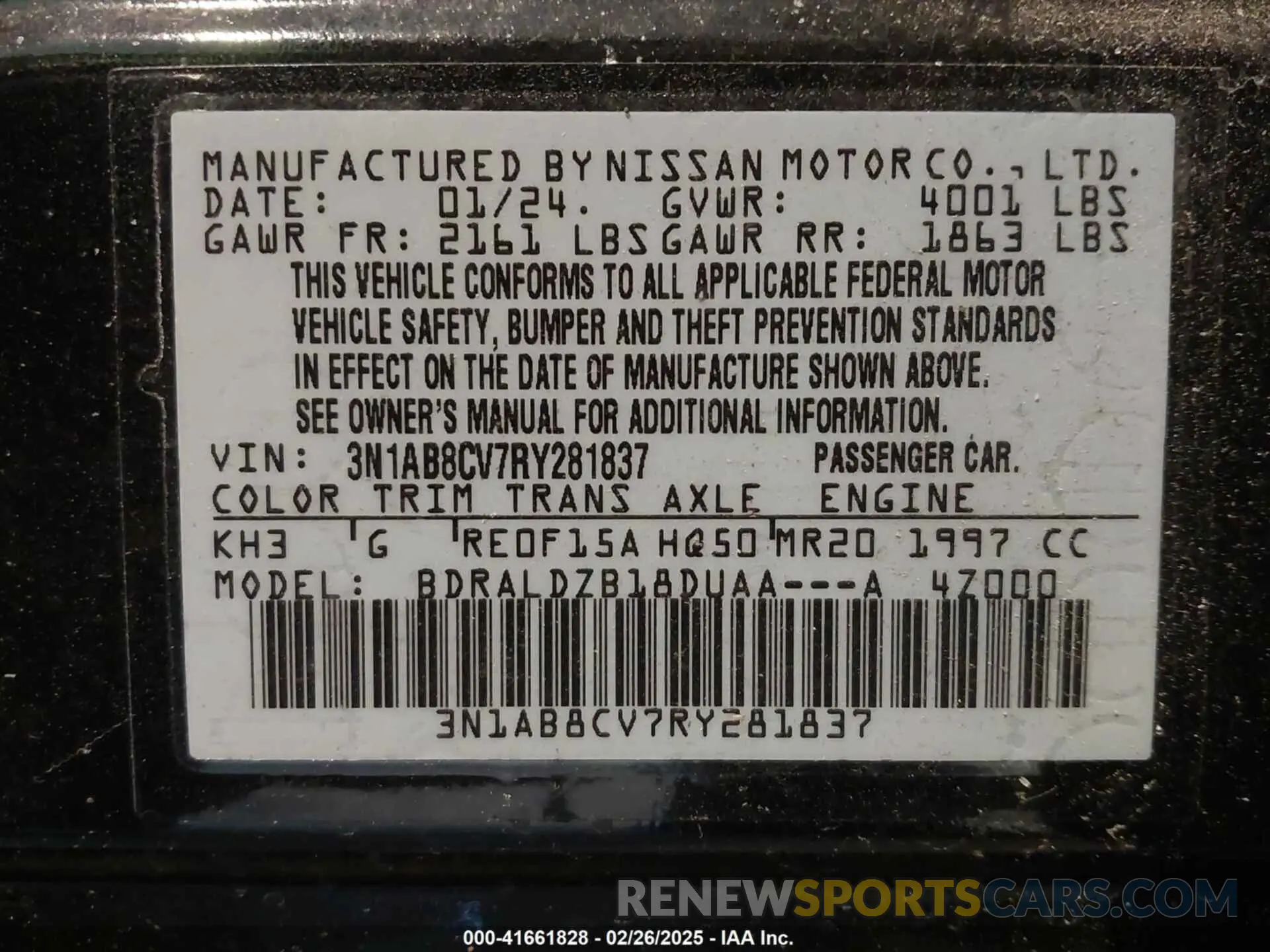 9 Photograph of a damaged car 3N1AB8CV7RY281837 NISSAN SENTRA 2024