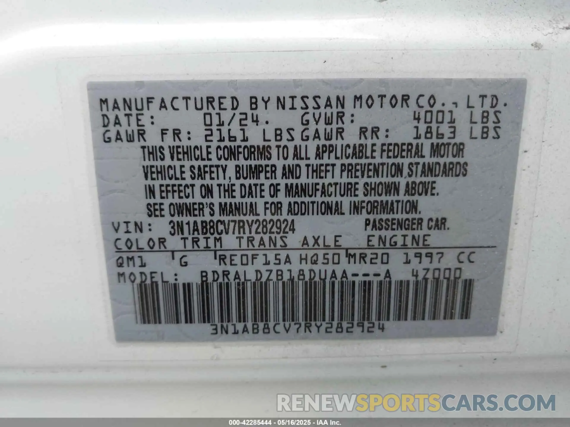 9 Photograph of a damaged car 3N1AB8CV7RY282924 NISSAN SENTRA 2024