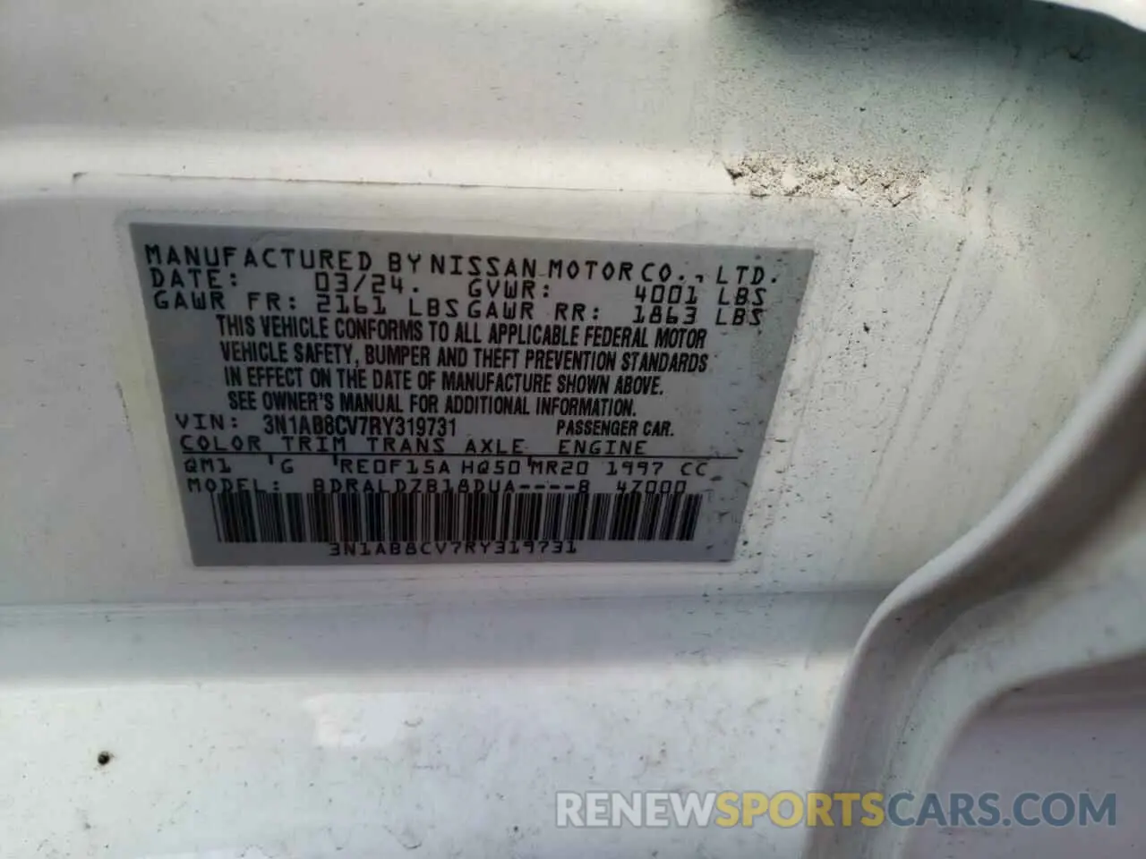 12 Photograph of a damaged car 3N1AB8CV7RY319731 NISSAN SENTRA 2024