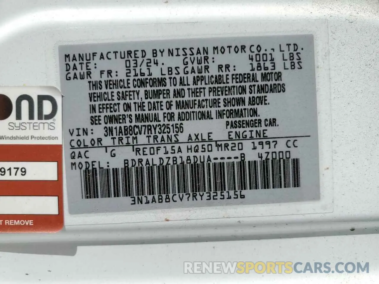 12 Photograph of a damaged car 3N1AB8CV7RY325156 NISSAN SENTRA 2024