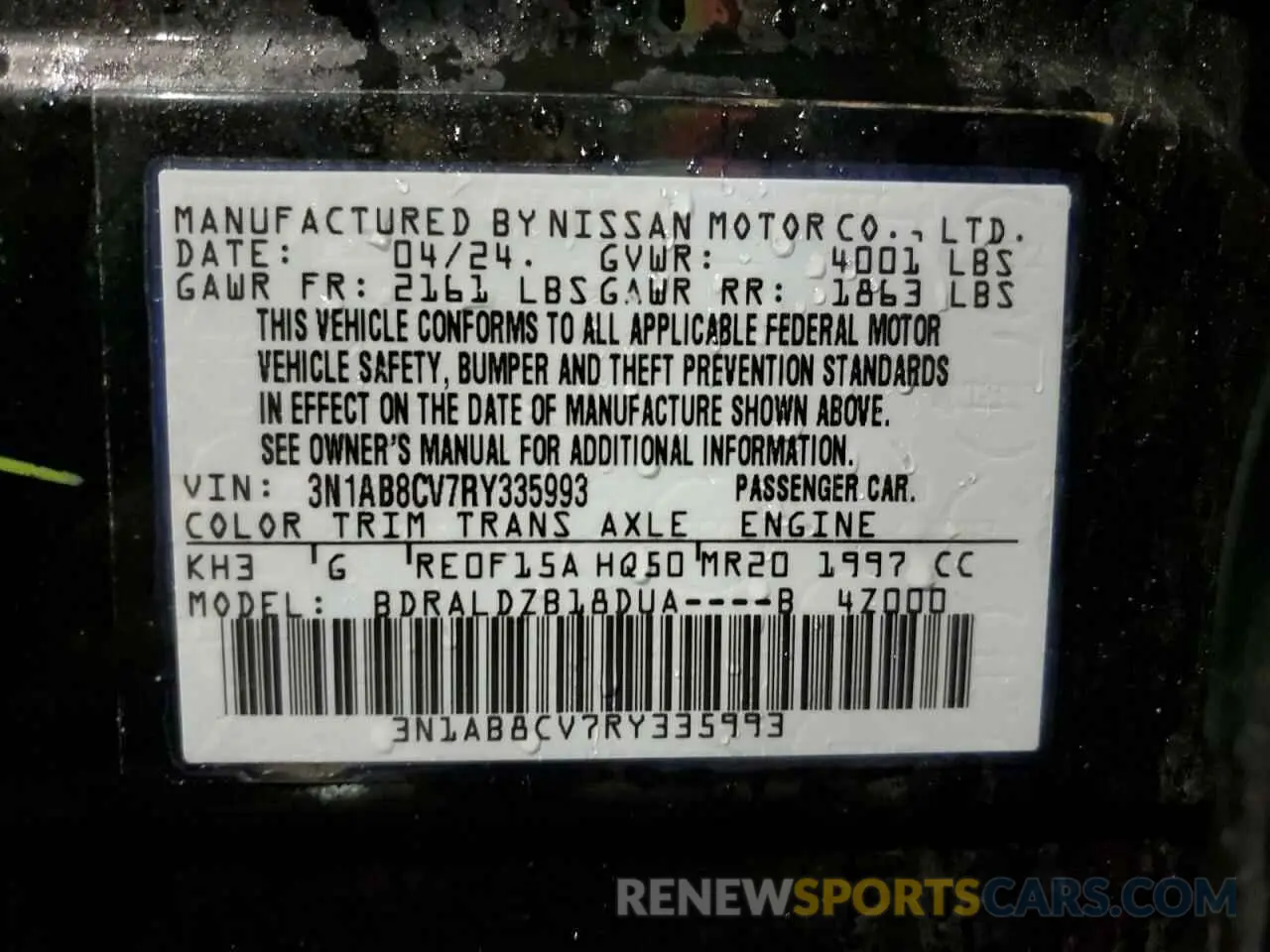 12 Photograph of a damaged car 3N1AB8CV7RY335993 NISSAN SENTRA 2024
