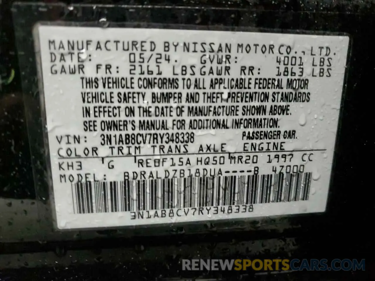 12 Photograph of a damaged car 3N1AB8CV7RY348338 NISSAN SENTRA 2024