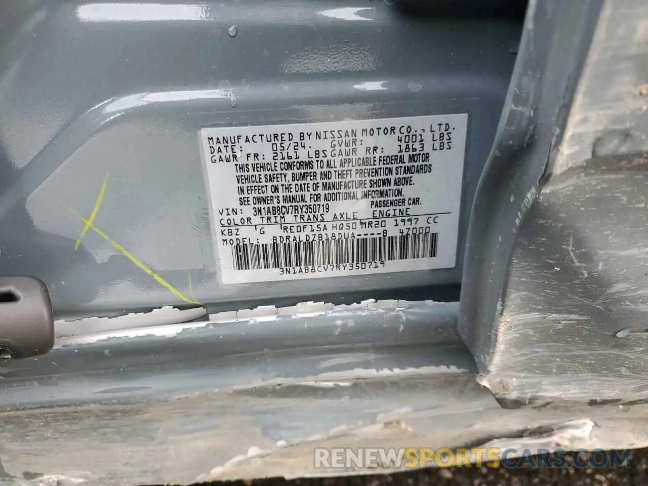 15 Photograph of a damaged car 3N1AB8CV7RY350719 NISSAN SENTRA 2024